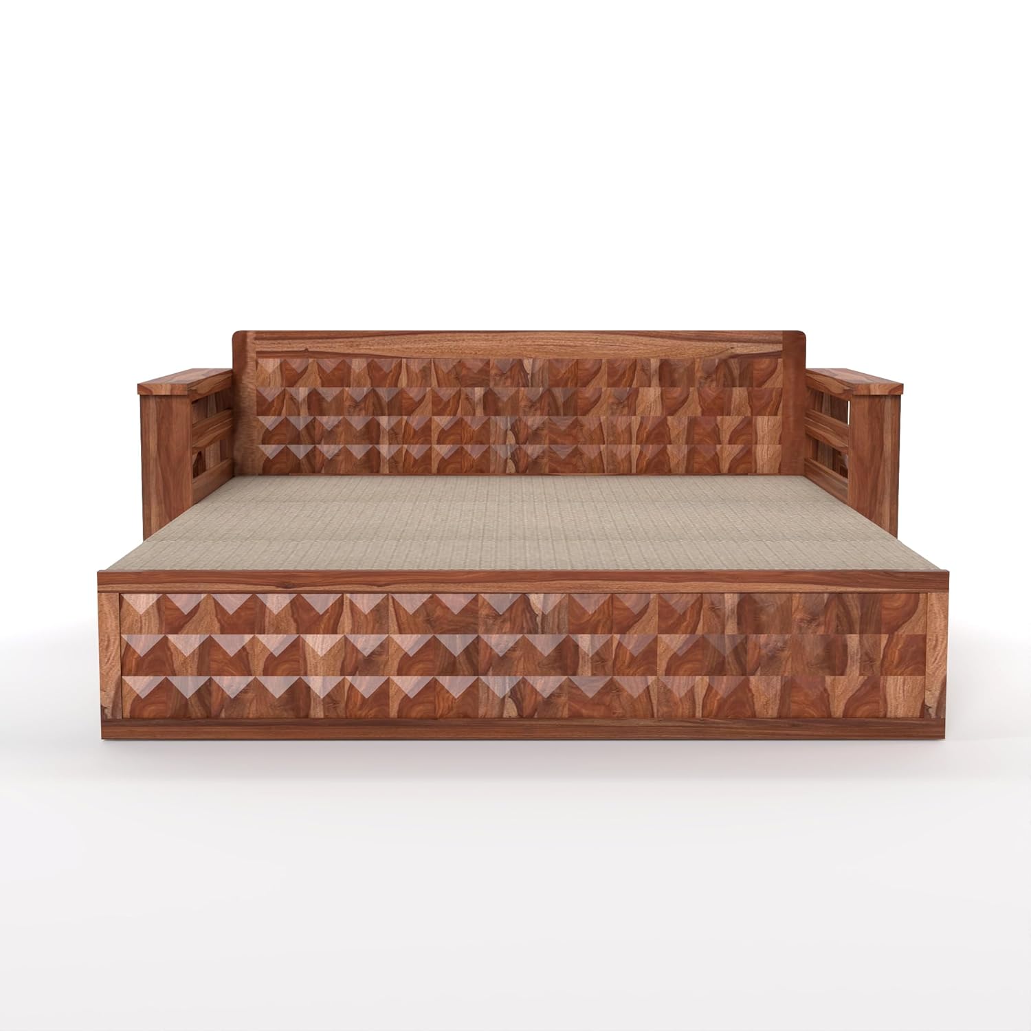 Solid Sheesham Wooden Sofa Cums Bed with Mattress for Living Room | Rosewood 3 Seater Sofa Cums Bed for Bedroom Without Pillow (Honey AD, 3 Seater) - Image 7