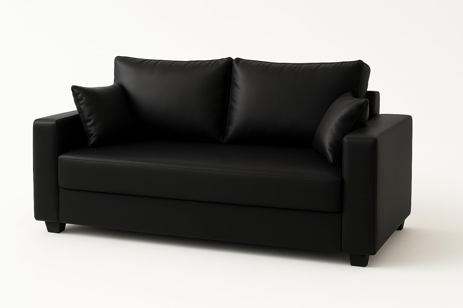 Sorvik 2 Seater Sofa Set | Premium Leatherette Upholstery | Modern Design | Plush Comfort Cushions for Living Room (Black) - Image 3
