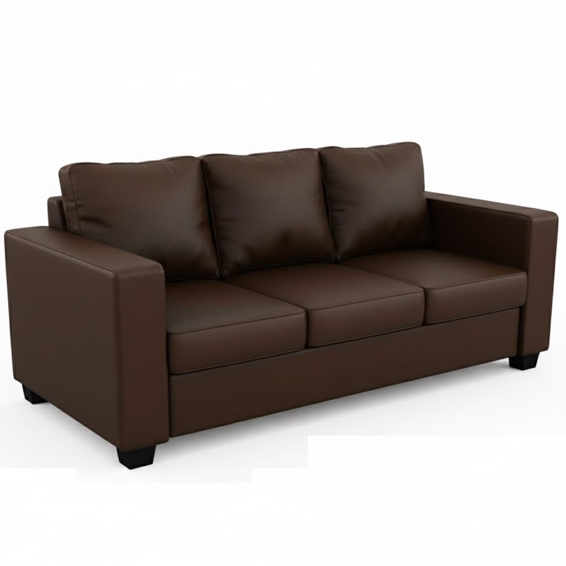 FURNY Harloy 3 Seater Leatherette Sofa Set (Brown) in Premium Leatherette | Durable Comfort | Ideal for Living Room - Image 4
