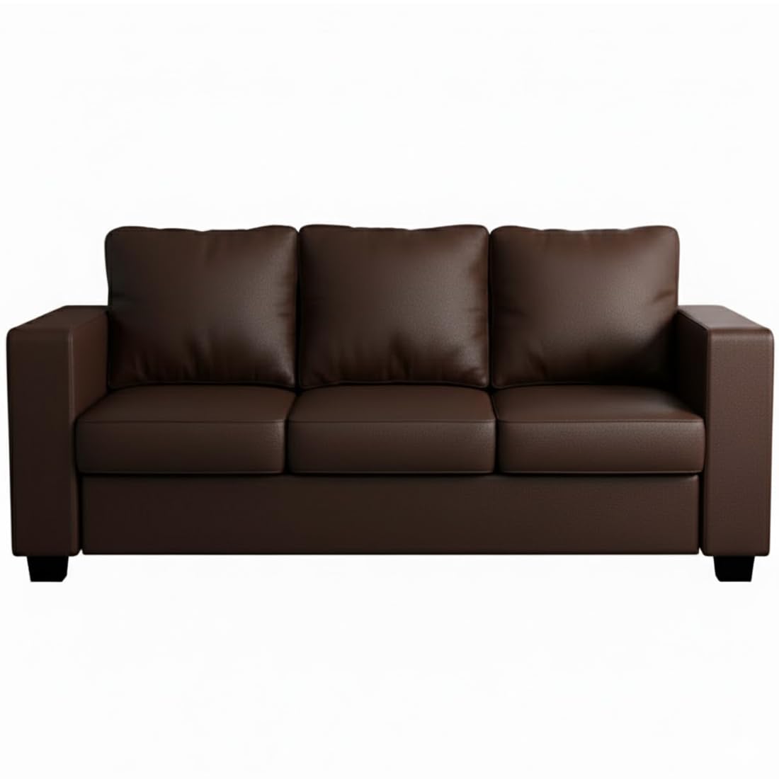 FURNY Harloy 3 Seater Leatherette Sofa Set (Brown) in Premium Leatherette | Durable Comfort | Ideal for Living Room - Image 5