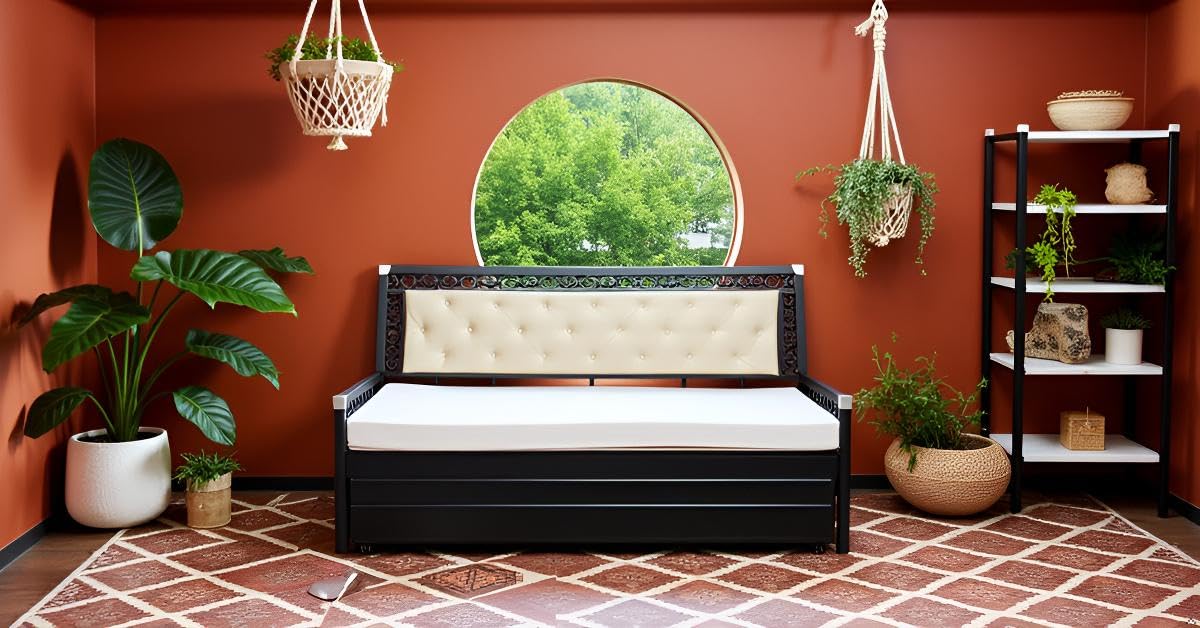 A-1 Star Furniture 3 Seater Metal Sofa Cum Bed Queen Size with Hydraulic Storage for Living Room | Colour : White - Image 6