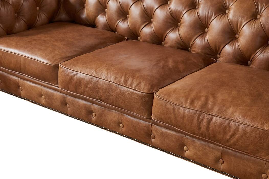 A to Z Furniture Leatheratte 3 Seater Chesterfield Sofa for Living Room & Office | (Brown) - Image 5