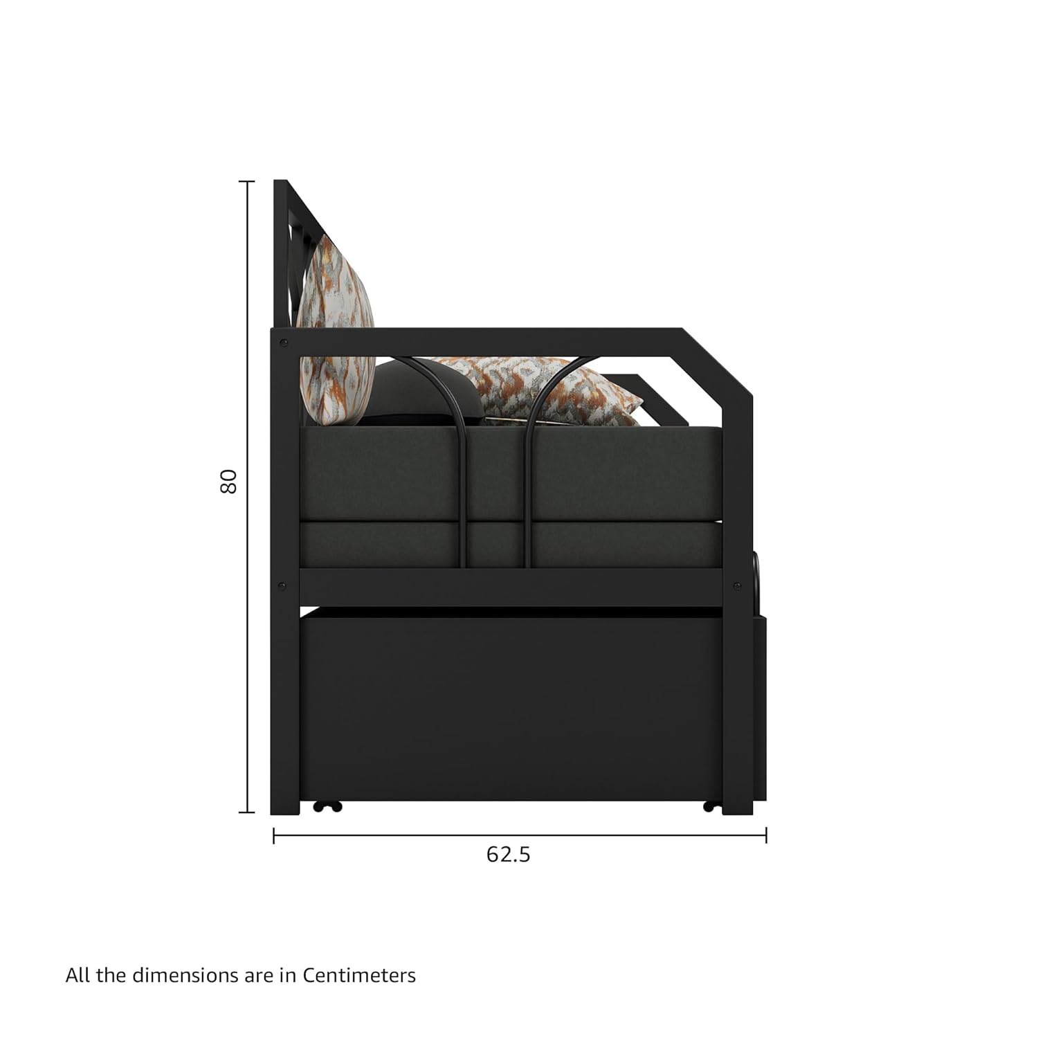 Amazon Brand - Solimo Darius Metal Sofa Cum Bed (Black) 3 Seater, Double - Image 5