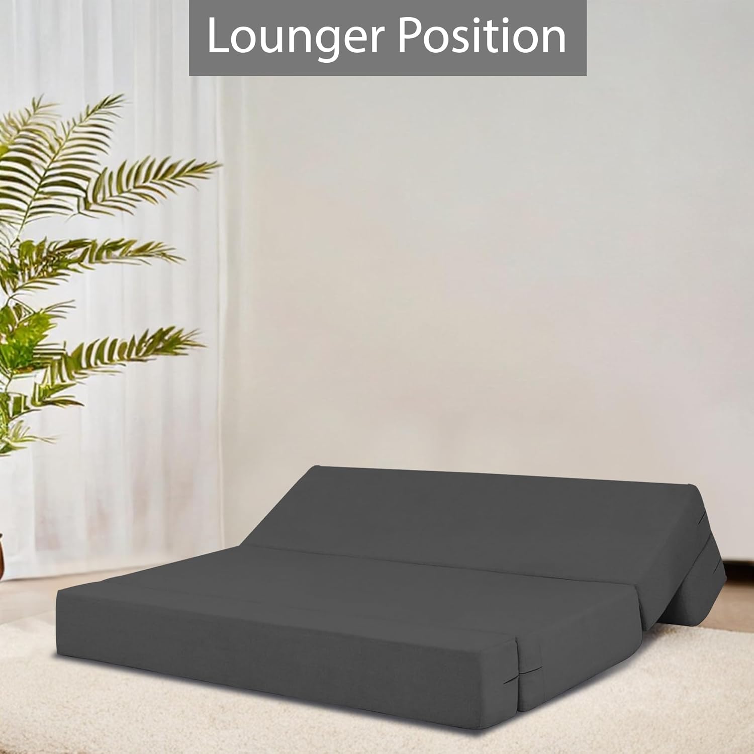 BRAXTON Glacier 3 Seater Sofa Cum Bed with 3 Cushions for Living Room (Black Fabric) Premium Fabric Sofa 6.5 x 6.5 Feet - Image 4