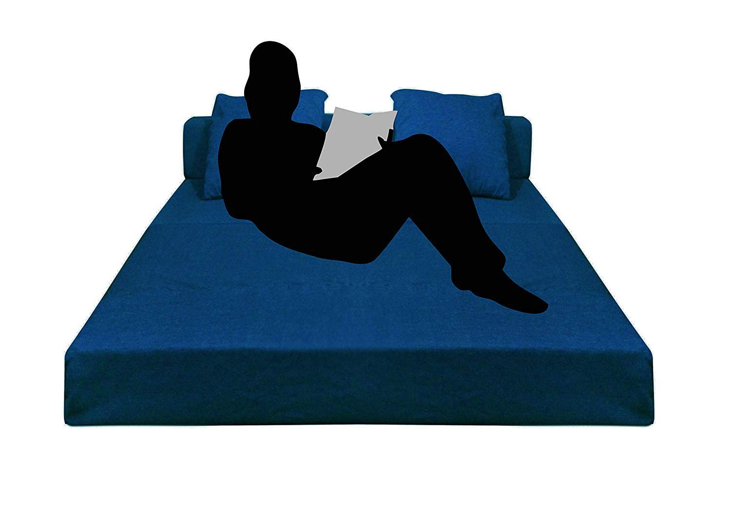 PUM PUM 2-Seater Sofa Cum Bed | EPE Foam Foldable Mattress for Living Room & Guest Use,NavyBlue - Image 5