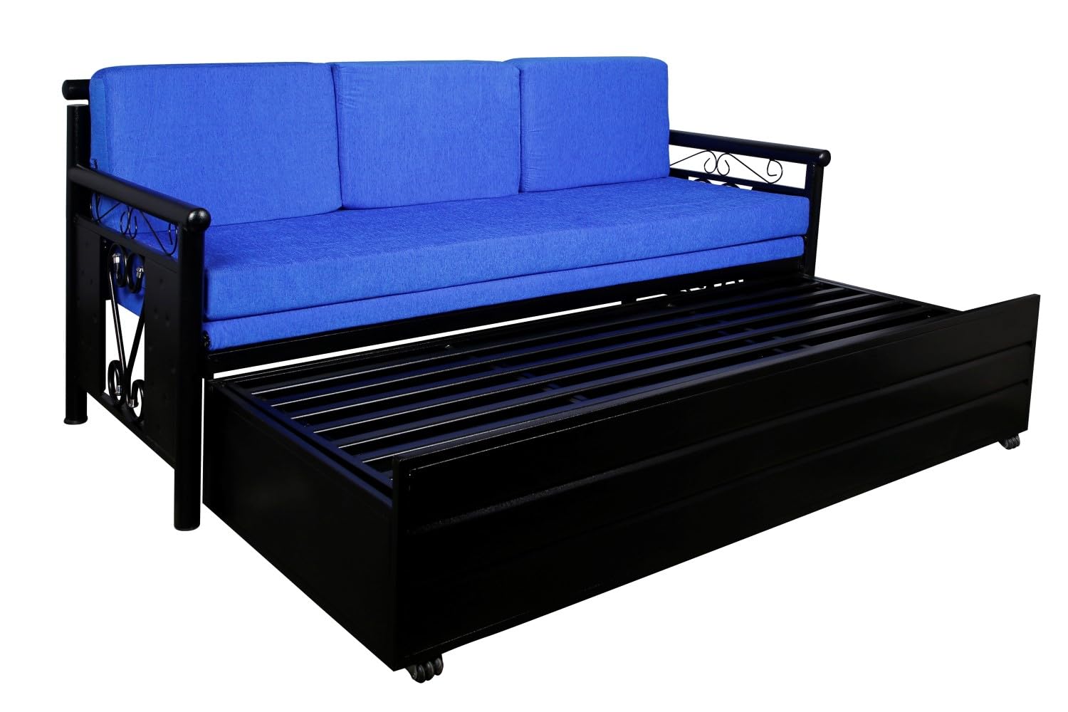 3 Seater Metal Sofa Cum Bed with Hydraulic Storage for Living Room (Black); Size: Single - 4 x 6 - APICS8003 - Image 7