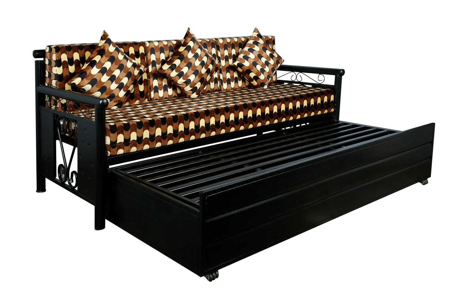 3 Seater Metal Sofa Cum Bed with Hydraulic Storage for Living Room (Black); Size: Queen - 5 x 6 - APICQ702 - Image 4