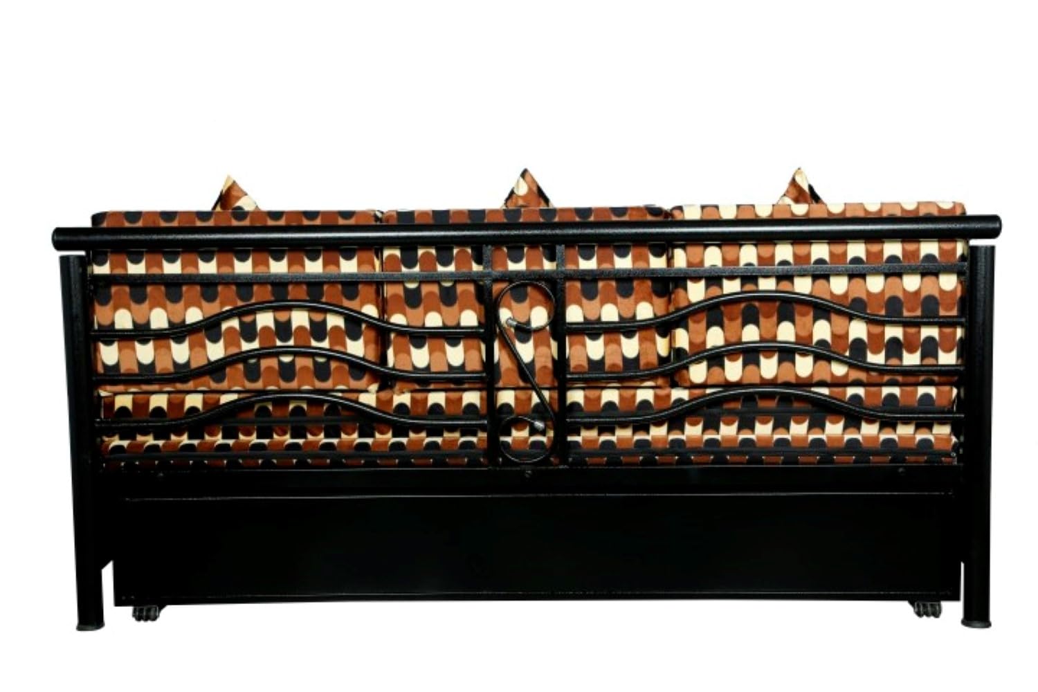 3 Seater Metal Sofa Cum Bed with Hydraulic Storage for Living Room (Black); Size: Queen - 5 x 6 - APICQ702 - Image 5