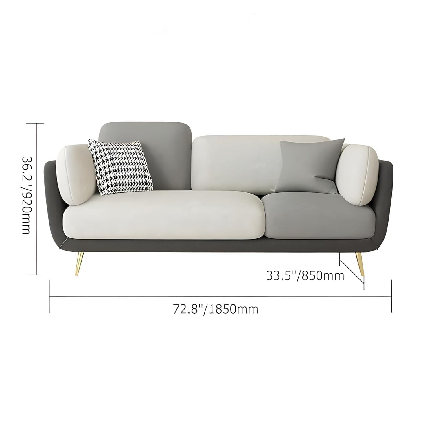 Luxury & Modern Velvet Comfortable Sofa with Cushion Chaise Lounge Sectional Sofa Ideal for Living Room and Bedroom, Visitors' Home, and Office-(3 Seater Brown & Beigee). - Image 3