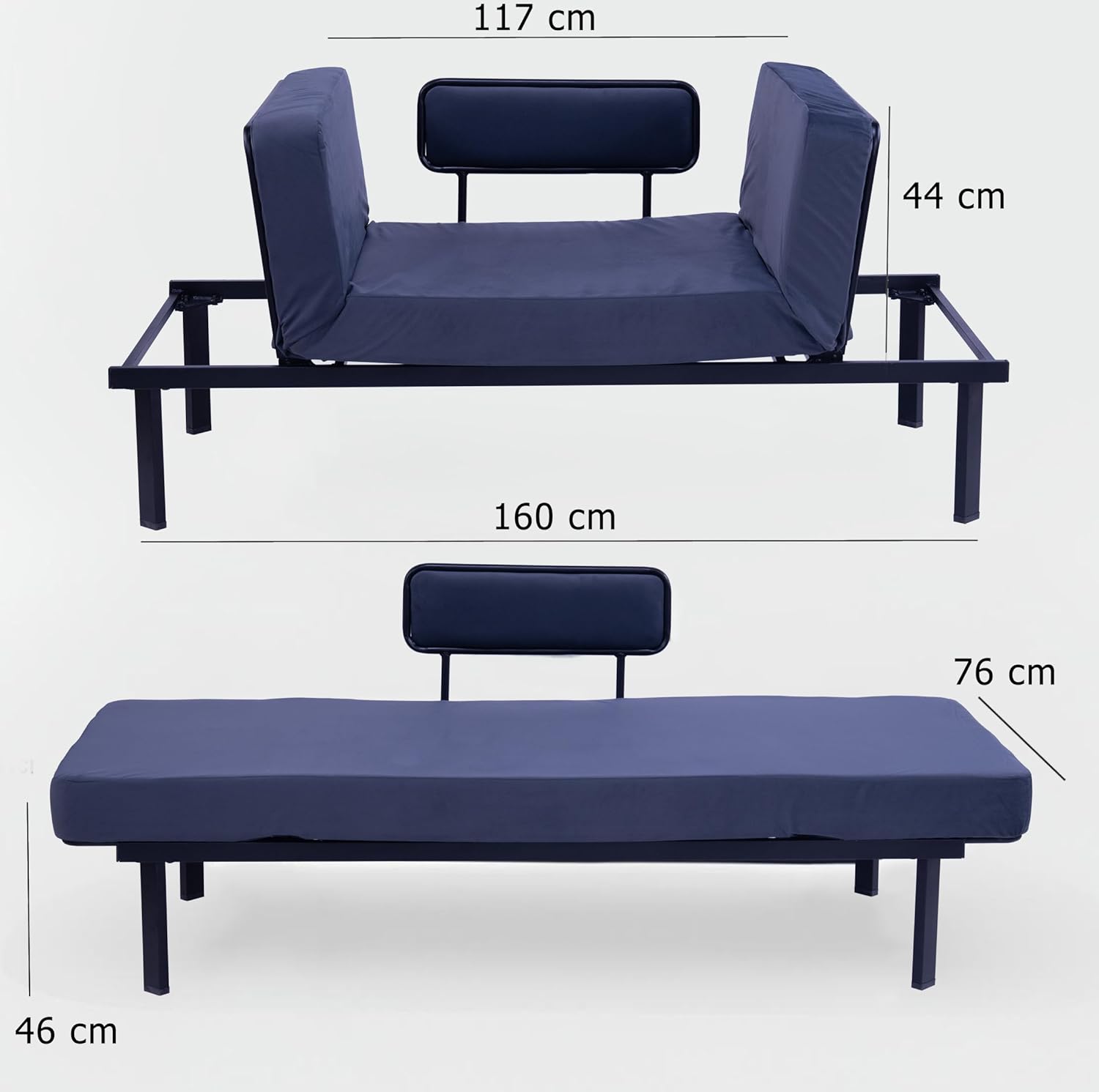 Spacecrafts Recliner Diwan Sofa Cum Bed | 3 Seater | Relaxing Bed | Super Soft Foam Mattress | Adjustable Head Rest with 5 Reclining Stage | Daybed with Metal Frame Upholstered Sofa (Grey and red) - Image 3