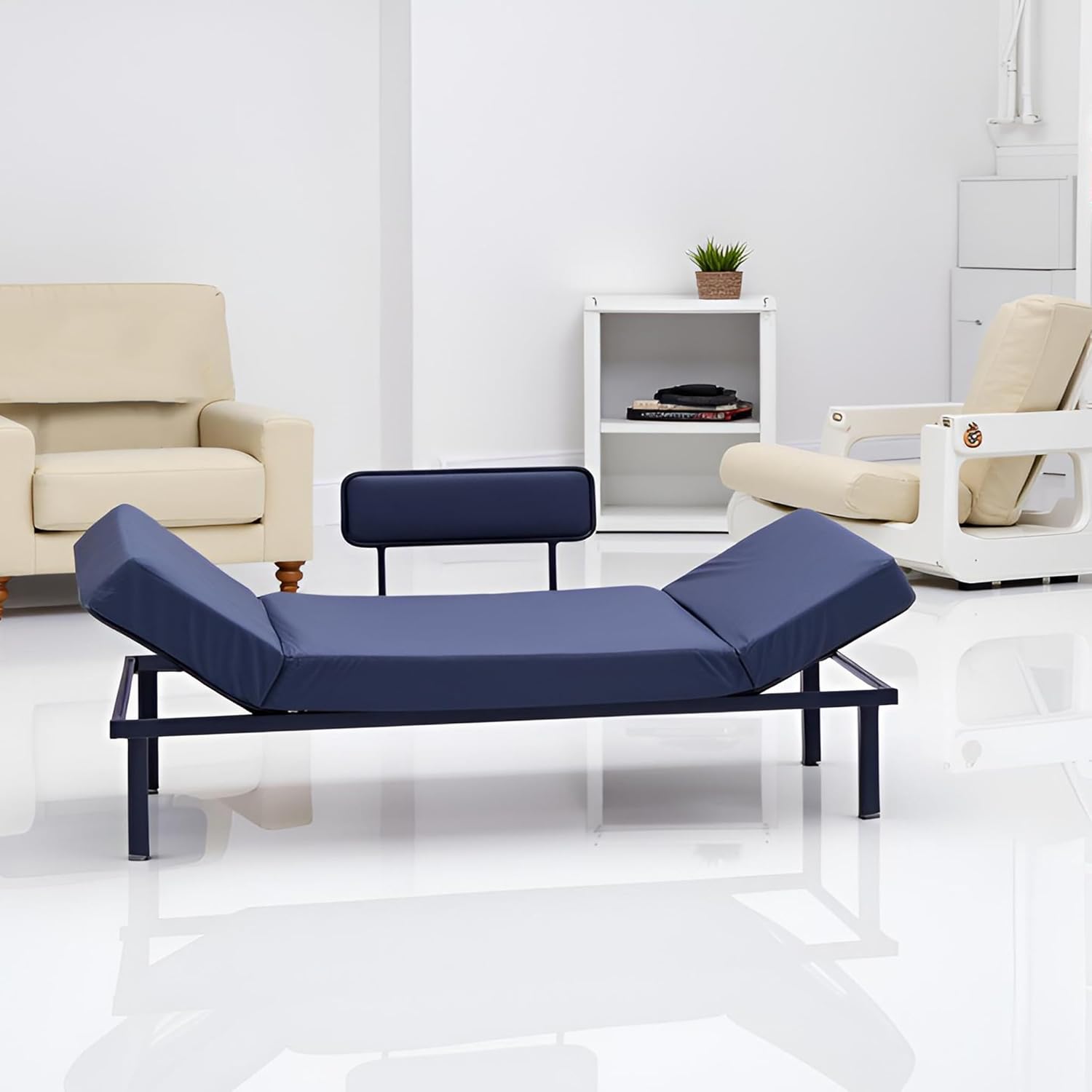 Spacecrafts Recliner Diwan Sofa Cum Bed | 3 Seater | Relaxing Bed | Super Soft Foam Mattress | Adjustable Head Rest with 5 Reclining Stage | Daybed with Metal Frame Upholstered Sofa (Grey and red) - Image 10