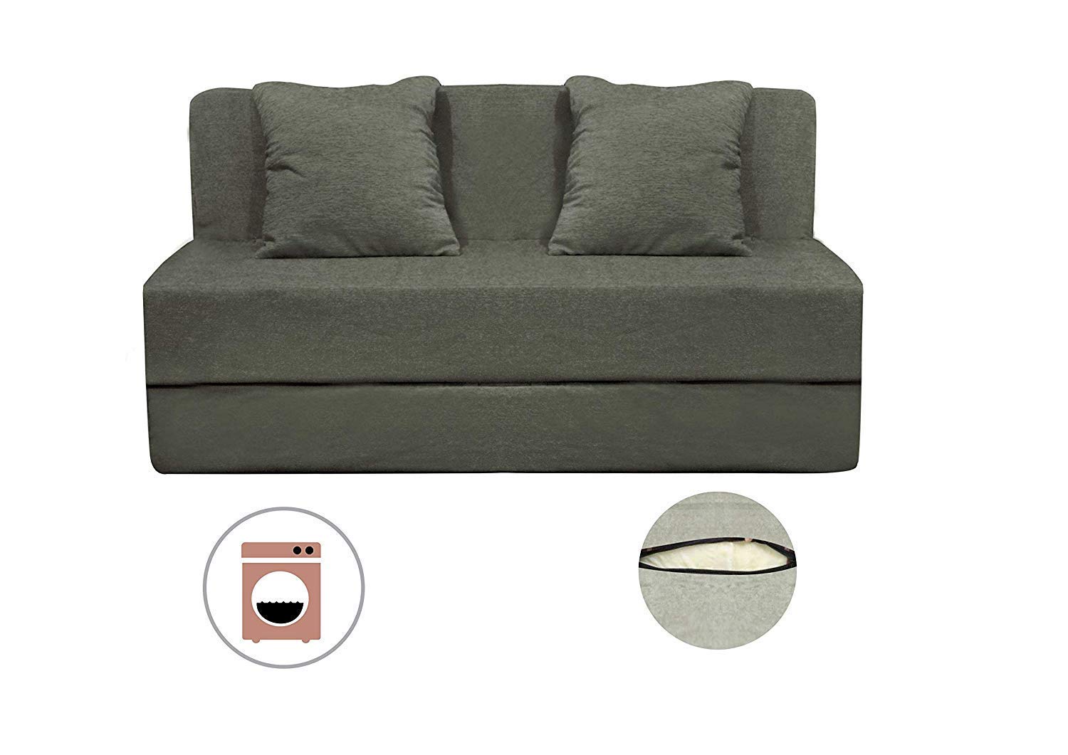 PUM PUM 2-Seater Sofa Bed – 36-Inch Wide, Lightweight & Foldable, Ideal for Home, Office or Guest Room,Grey - Image 6