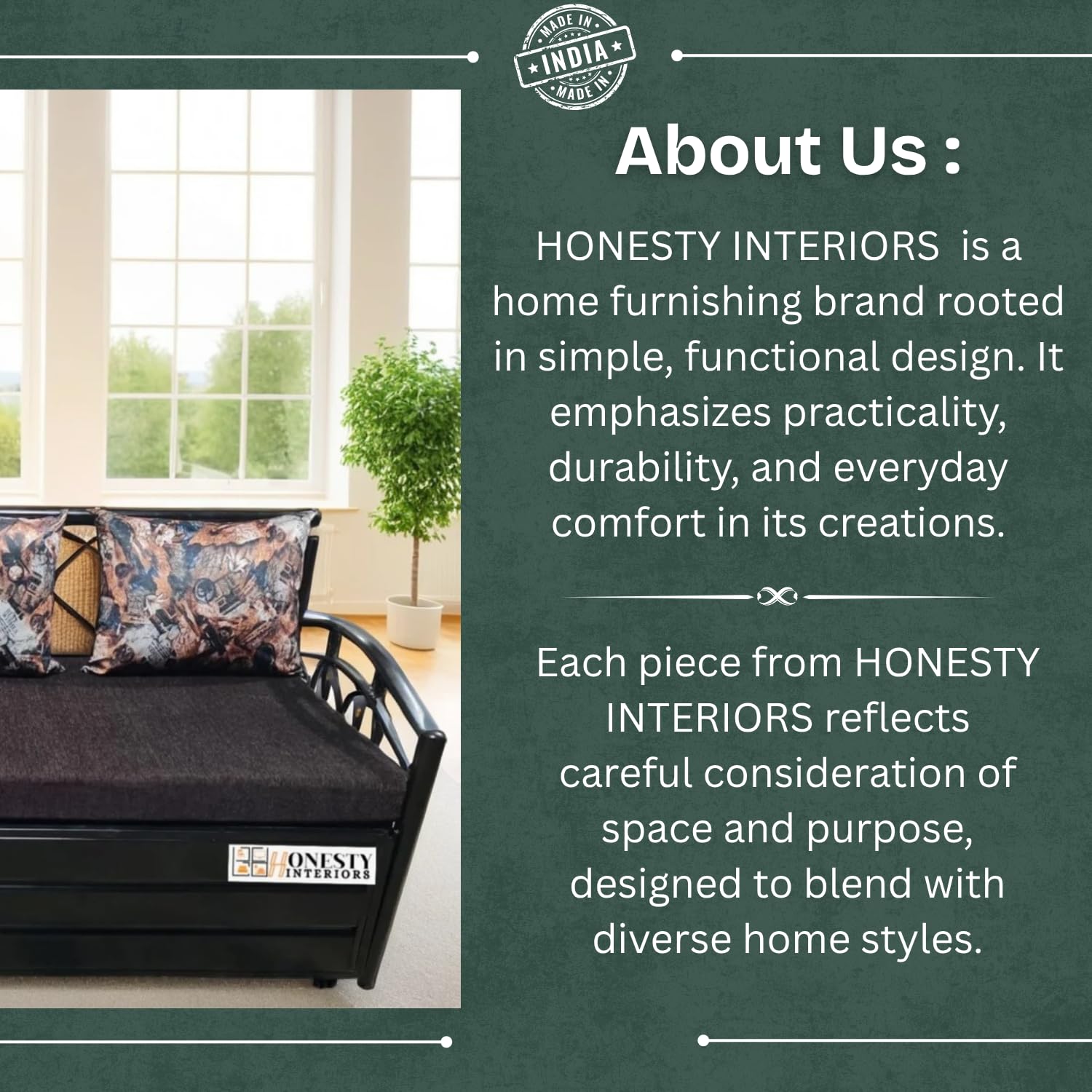 Durafold 6x5 Queen Metal Sofa Cum Bed with Hydraulic Storage | Foldable, Heavy-Duty Black Frame with Brown Rebonded Foam Cushion | Space-Saving Furniture for Home - Image 10