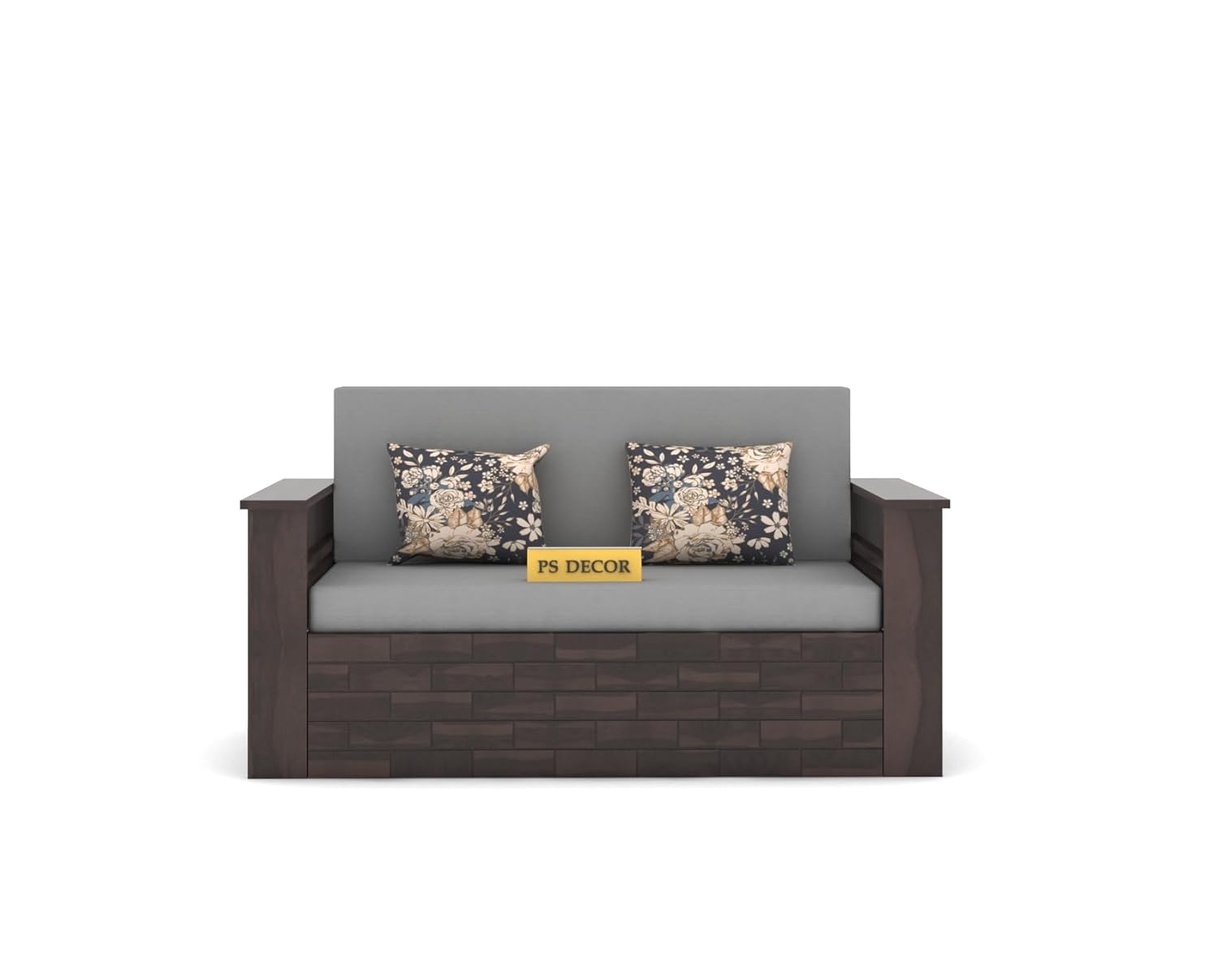 Solid Sheesham Wood 2 Seater Italian Sofa Cums Bed with Side Pockets for Living Room Multipurpose Decorative Wooden Furniture (Walnut Finish) - Image 6