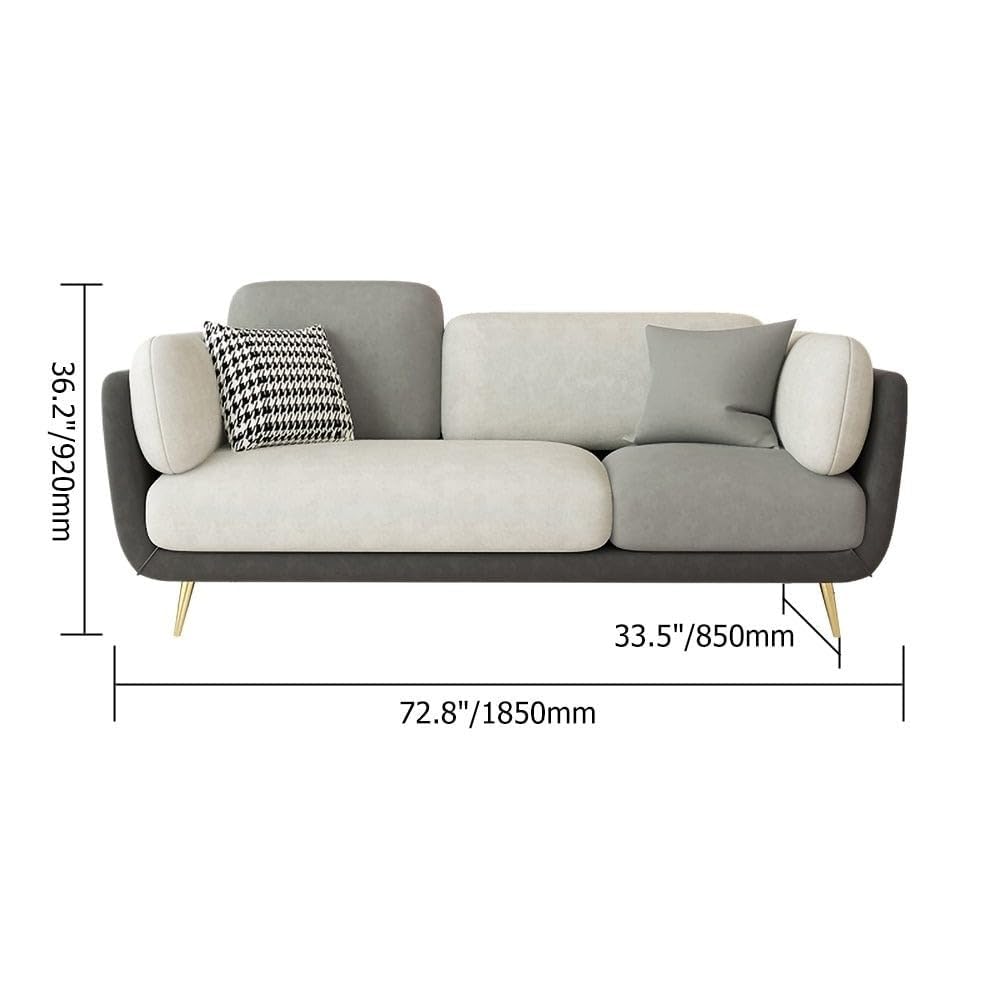 Modern Luxury Velvet Contemperory Sofa Couch with Cushion Stylish Design Sofa for Your Living Room, Bedroom, Hall, Office (Grey & Off-White) - Image 3