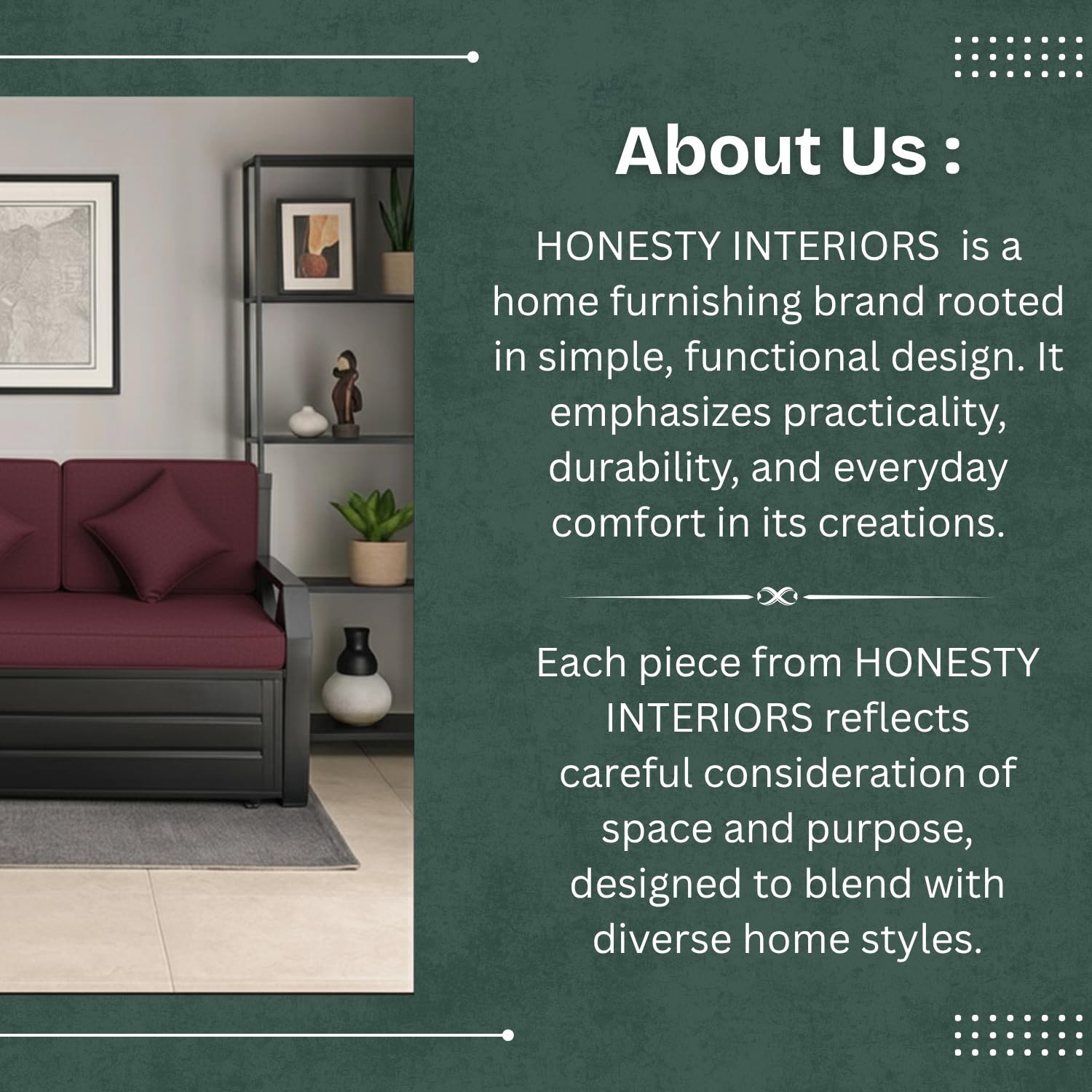 CasaPrime Sofa Cum Bed Queen Size Maroon | Premium Wooden Sofa Bed with High-Comfort Cushions | Stylish Convertible Furniture - Image 10