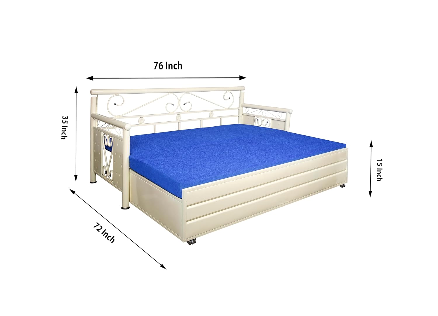 3 Seater Metal Sofa Cum Bed with Hydraulic Storage for Living Room (King (6 x 6)) - Image 3