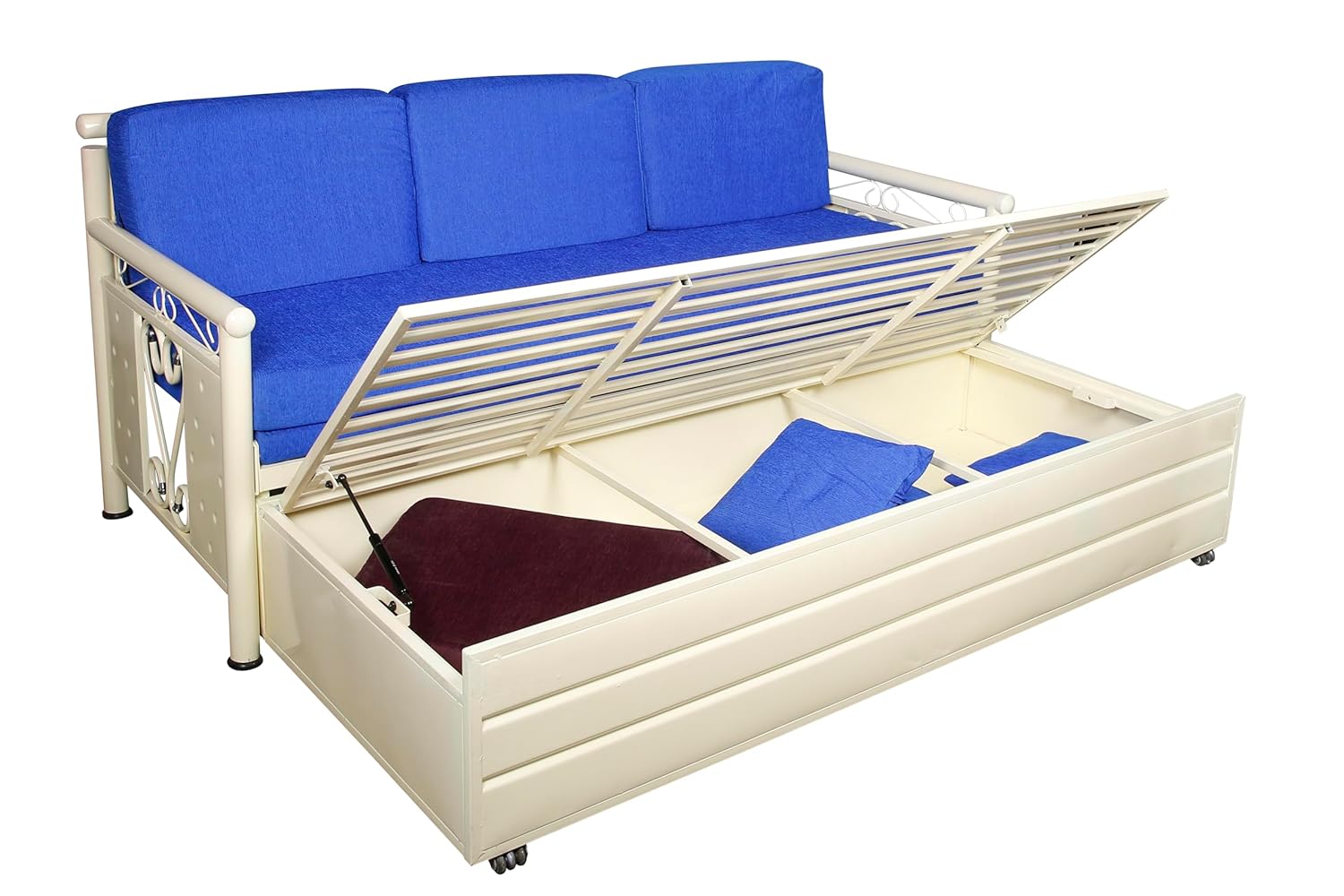 3 Seater Metal Sofa Cum Bed with Hydraulic Storage for Living Room (King (6 x 6)) - Image 6
