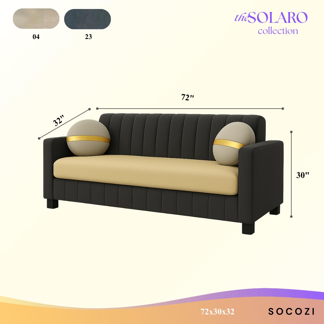 Bevlaro 3 Seater Sofa Set | Modern Design | Plush Comfort Cushions for Living Room (Cream-Grey) - Image 3