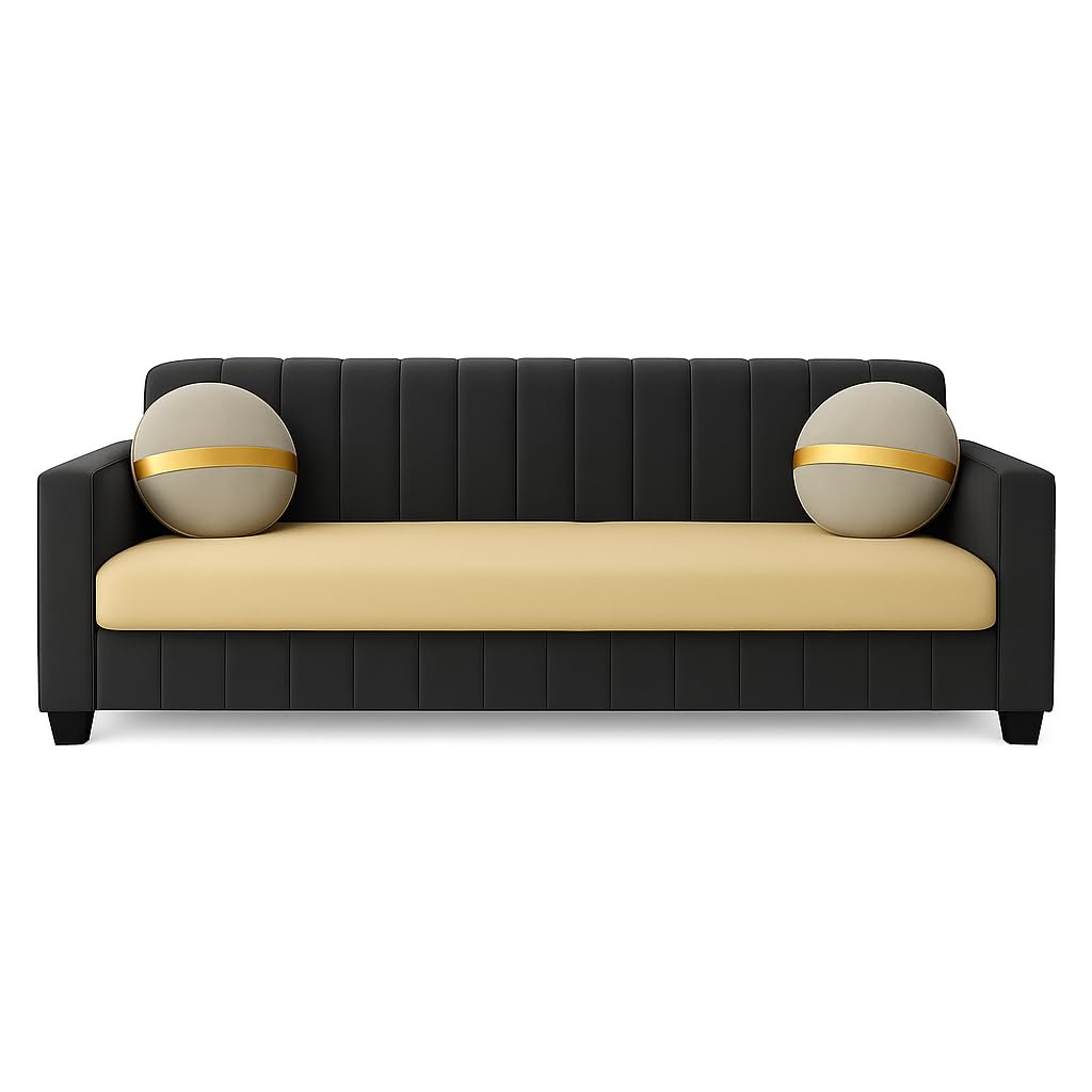 Bevlaro 3 Seater Sofa Set | Modern Design | Plush Comfort Cushions for Living Room (Cream-Grey) - Image 4