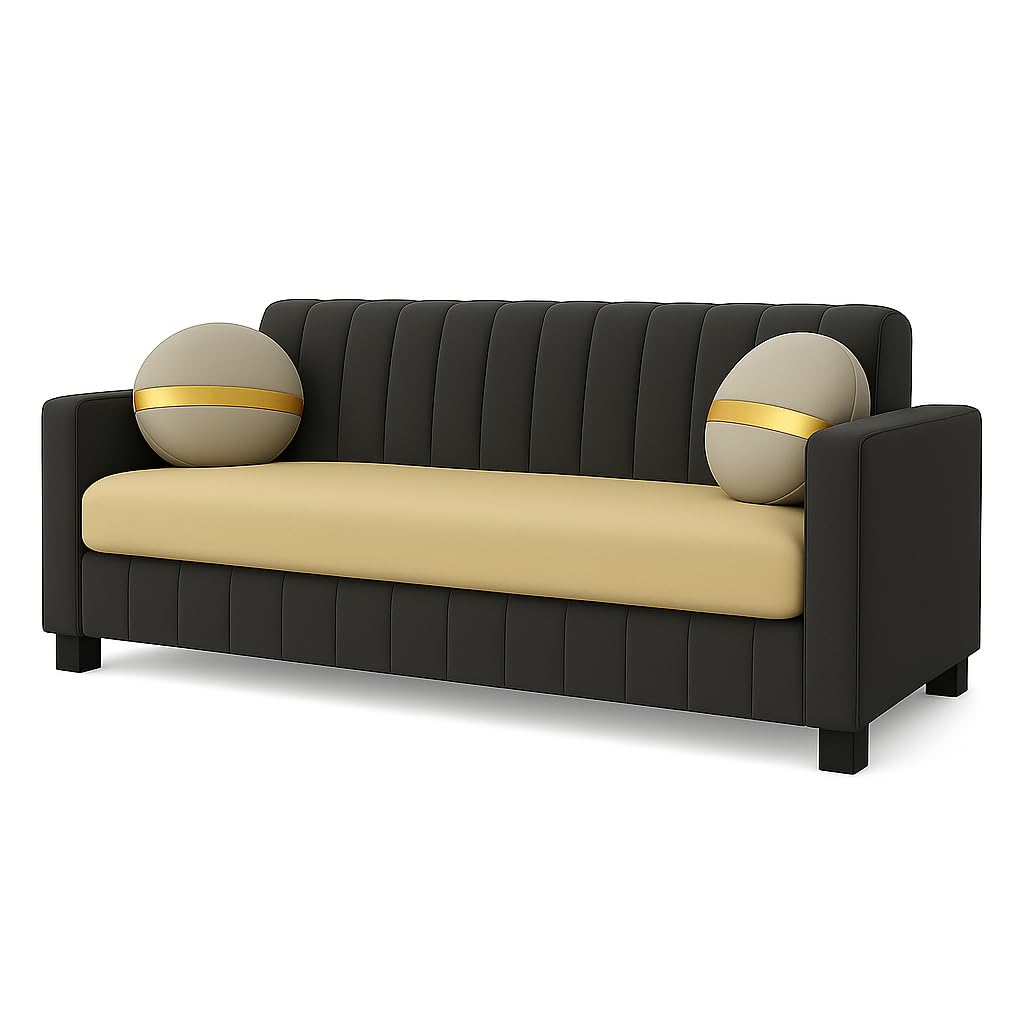 Bevlaro 3 Seater Sofa Set | Modern Design | Plush Comfort Cushions for Living Room (Cream-Grey) - Image 5