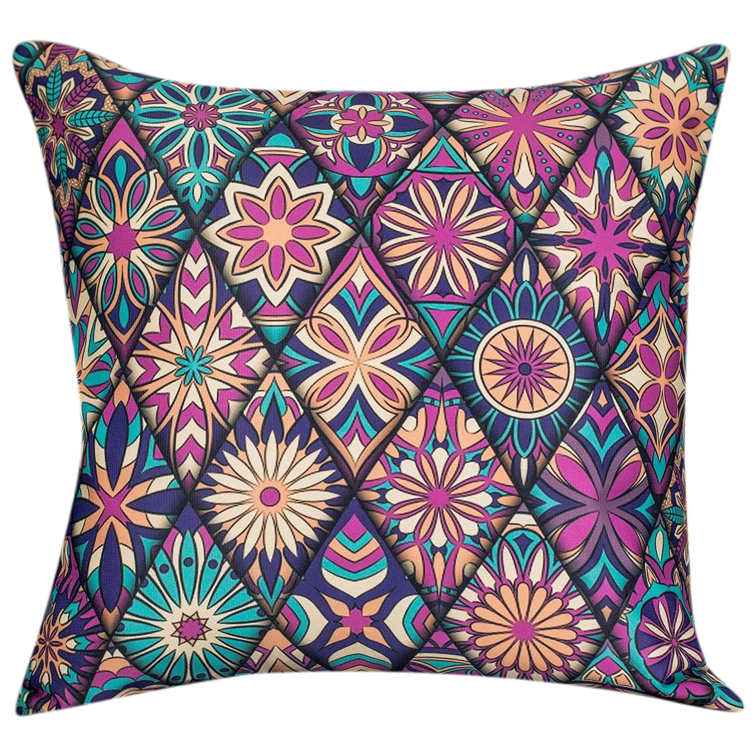 Amazon Brand - Umi Decorative Satin Sofa Cushion Covers Set of 5, 18 Inch x 18 inch, Sofa Pillow Cover, Multicolor, Geometrical Design, Zipper Closure (Turkey, 18X18 Inches) - Image 3