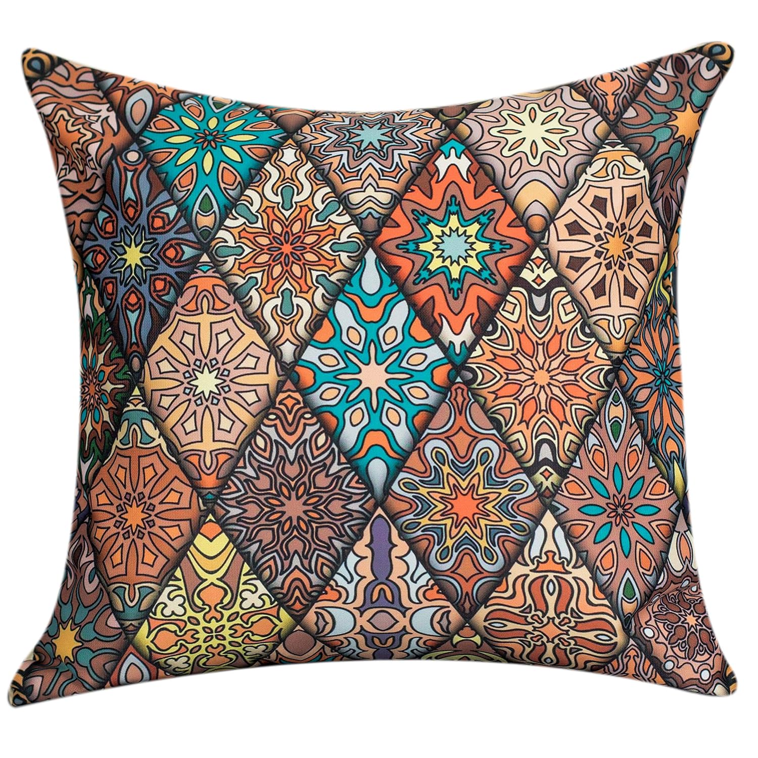 Amazon Brand - Umi Decorative Satin Sofa Cushion Covers Set of 5, 18 Inch x 18 inch, Sofa Pillow Cover, Multicolor, Geometrical Design, Zipper Closure (Turkey, 18X18 Inches) - Image 8