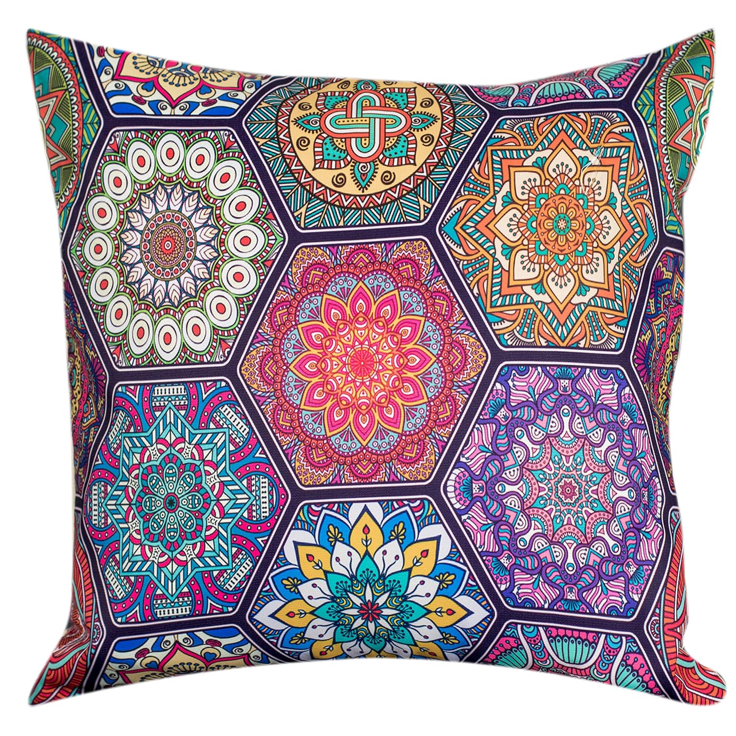 Amazon Brand - Umi Decorative Satin Sofa Cushion Covers Set of 5, 18 Inch x 18 inch, Sofa Pillow Cover, Multicolor, Geometrical Design, Zipper Closure (Turkey, 18X18 Inches) - Image 9