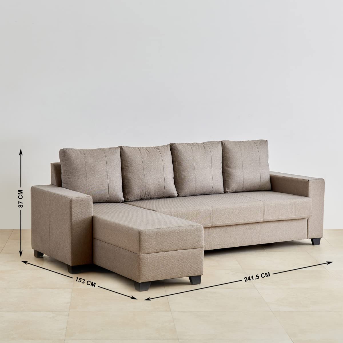 Home Centre Corner Sofa Seater Helios Lewis Mendoza Fabric Sofa| Fabric Sofa| (Beige) |1 Year Warranty - Image 3