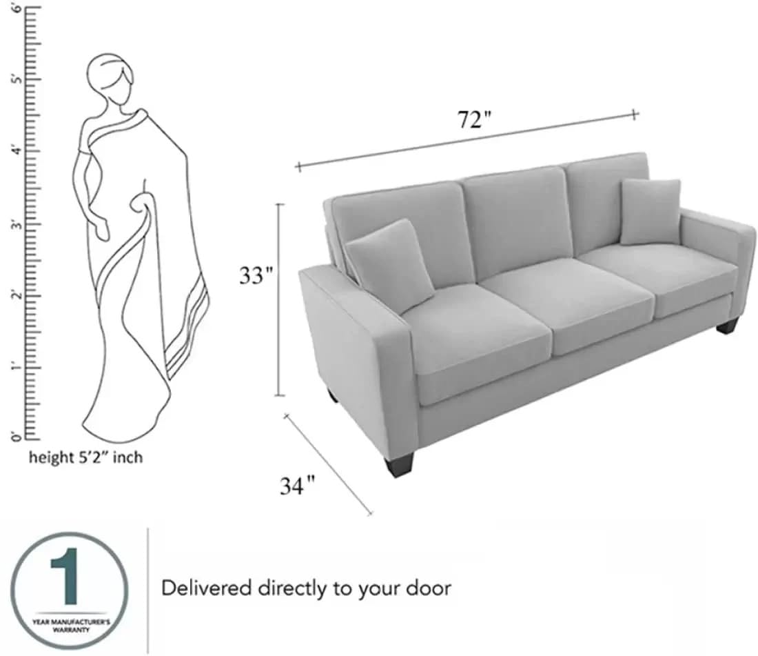 Torque Moscow 3 Seater Fabric Sofa (Light Grey) 3 Person Sofa, Wooden Sofa Set,Couch for Living Room Furniture | 3 Years Warranty - Image 3