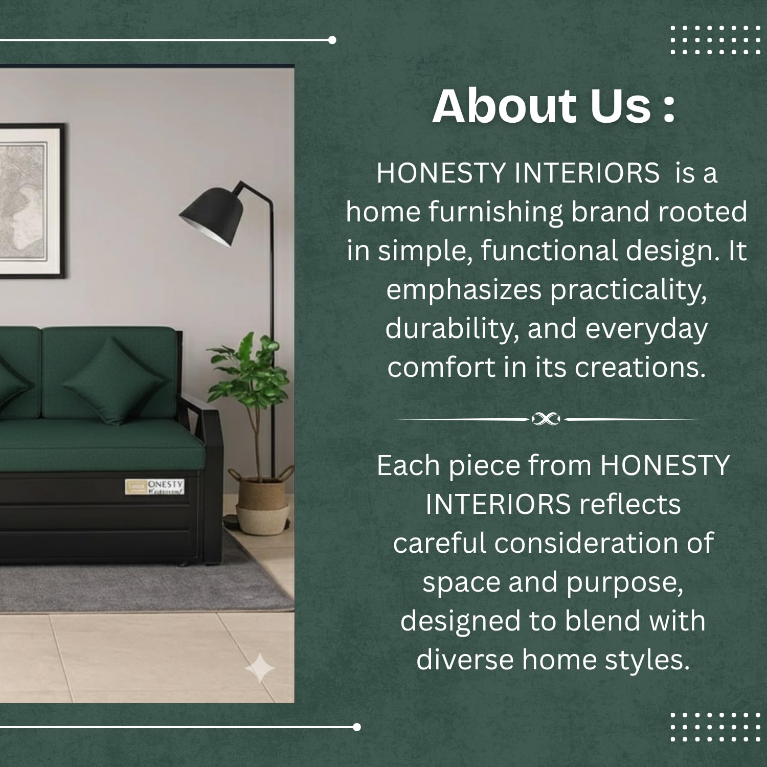 RegalRest Sofa Cum Bed Queen Size Dark Green | Premium Wooden Convertible Sofa Bed with Cushions | Stylish Space-Saving Furniture - Image 9