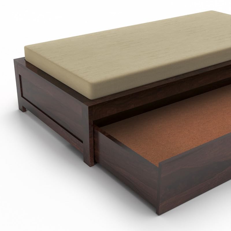 Solid Sheesham Wood Diwan Cum Bed with Storage, 3 Seater Sofa Cum Couch, Divan Cot for Bed for Living Room, with Mattress and Without Pillow-Walnut Finish,3-Person Sofa (Walnut Finish) - Image 3