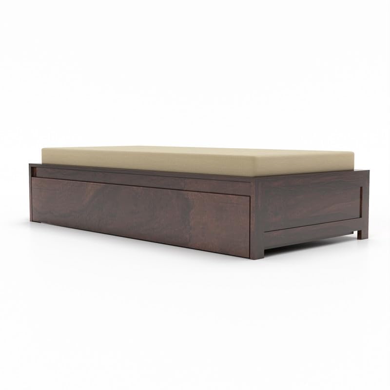 Solid Sheesham Wood Diwan Cum Bed with Storage, 3 Seater Sofa Cum Couch, Divan Cot for Bed for Living Room, with Mattress and Without Pillow-Walnut Finish,3-Person Sofa (Walnut Finish) - Image 7