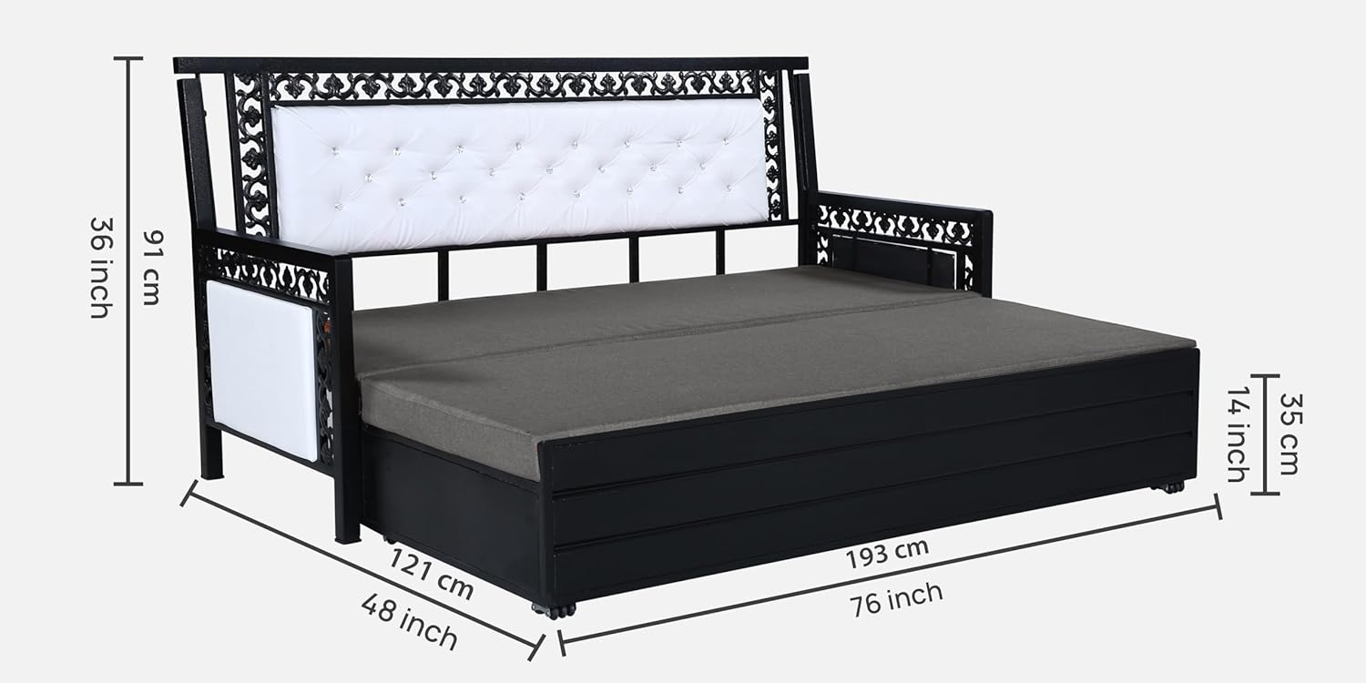Carbin 3 Seater Metal Sofa Cum Bed with Hydraulic Storage | Single Size Sofa Cum Bed | 3 Seater Sofa Set, Metal Sofa Set for Living Room (Steel Gray, Single) - Image 4