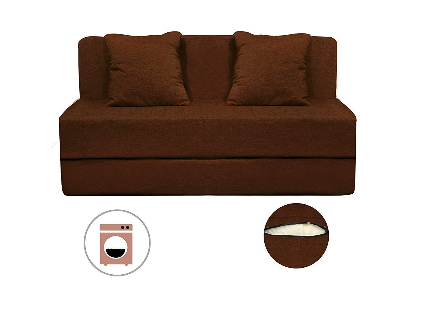 2-Seater 36 inch Width PU Foam Sofa Cum Bed ? Soft, Foldable & Lightweight Couch for Home, Living Room & Guest Use,Brown - Image 7