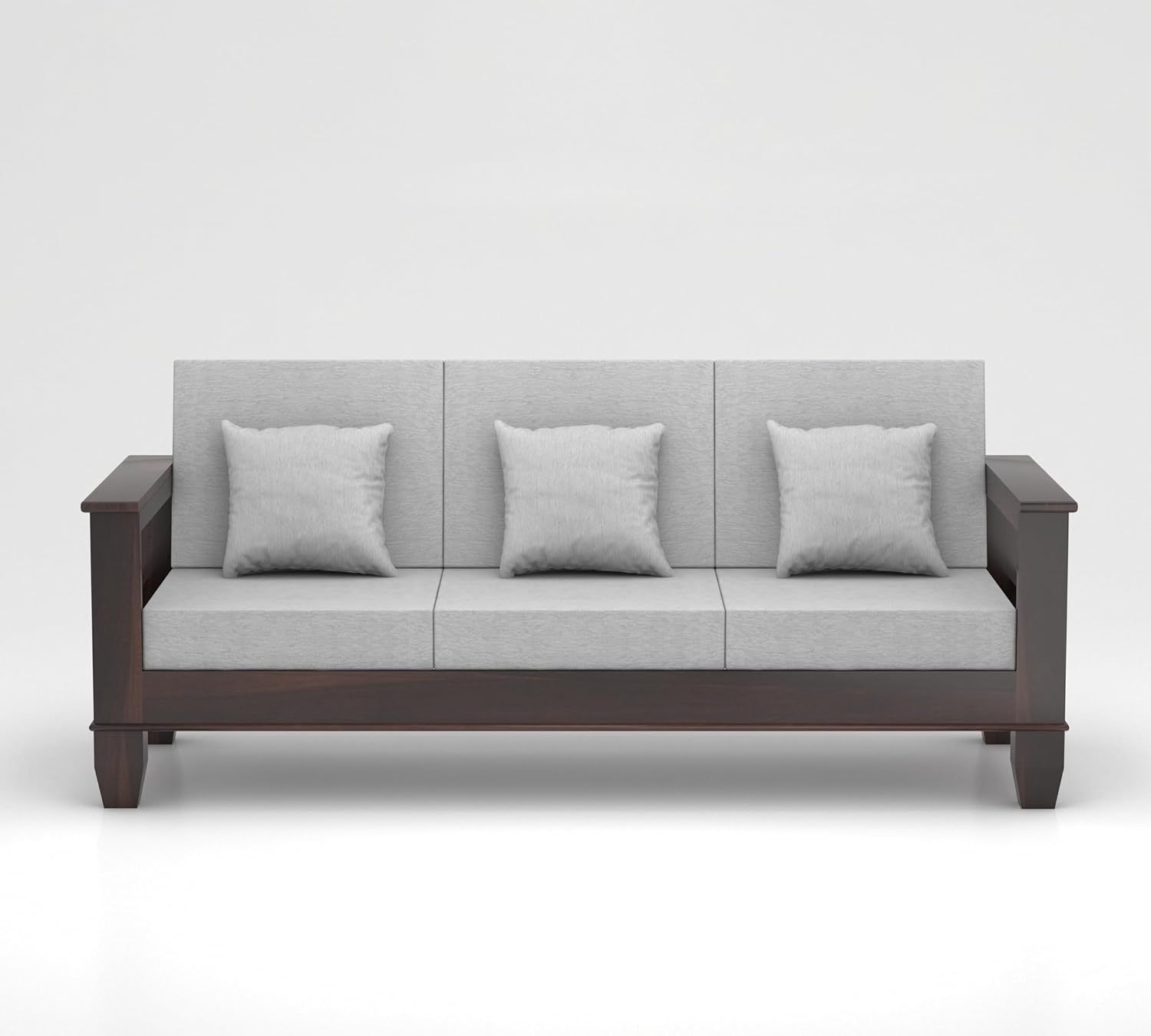 Royal Furniture Decor Sheesham Wooden 3 Seater Sofa for Living Room | Rosewood Cushion Sofa with Side Newspaper Holder for Home & Office | Lounge (Walnut, 3 Seater) - Image 4