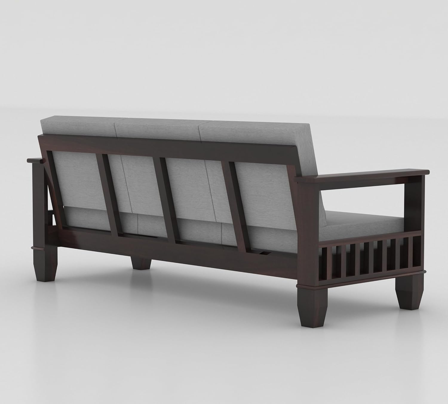 Royal Furniture Decor Sheesham Wooden 3 Seater Sofa for Living Room | Rosewood Cushion Sofa with Side Newspaper Holder for Home & Office | Lounge (Walnut, 3 Seater) - Image 5