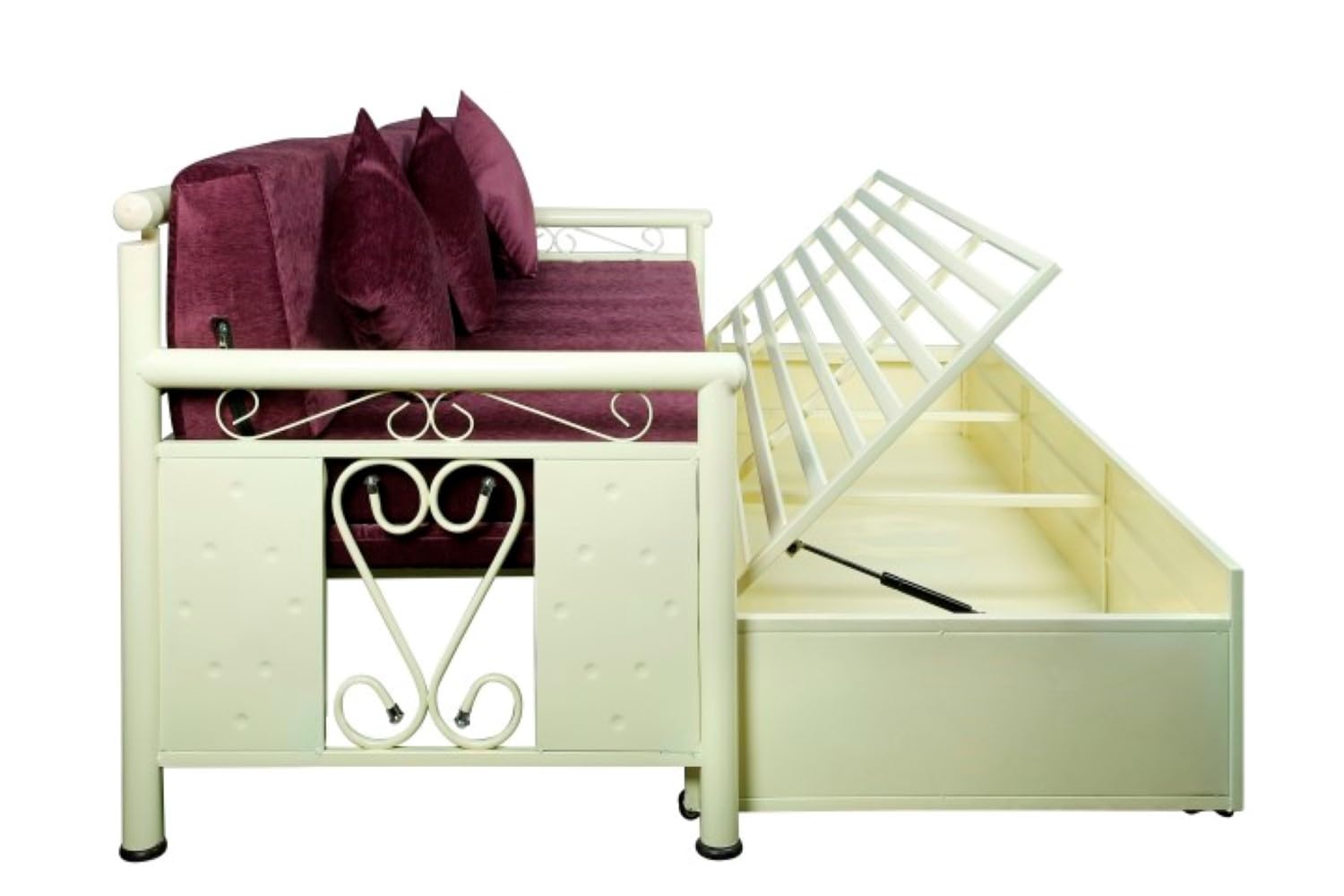 3 Seater Metal Sofa Cum Bed with Hydraulic Storage for Living Room (Black); Size: Queen - 5 x 6 - APICQ3003 - Image 9