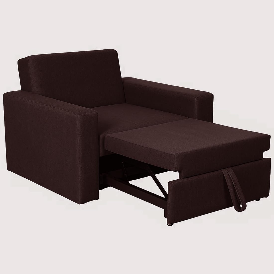 FURNY Soria 1 Seater Pull-Out Premium Fabric Sofa Cum Bed Sofa Set for Living Room (Brown Fabric) - Image 5