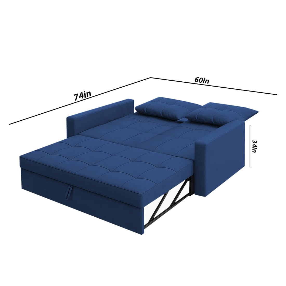 BRAXTON Elliot 2 Seater Pull-Out Premium Fabric Sof a Cum Bed Sofa Set for Living Room (Blue Fabric -Color) Premium Fabric Sofa Cum Bed for Living Room - Image 3