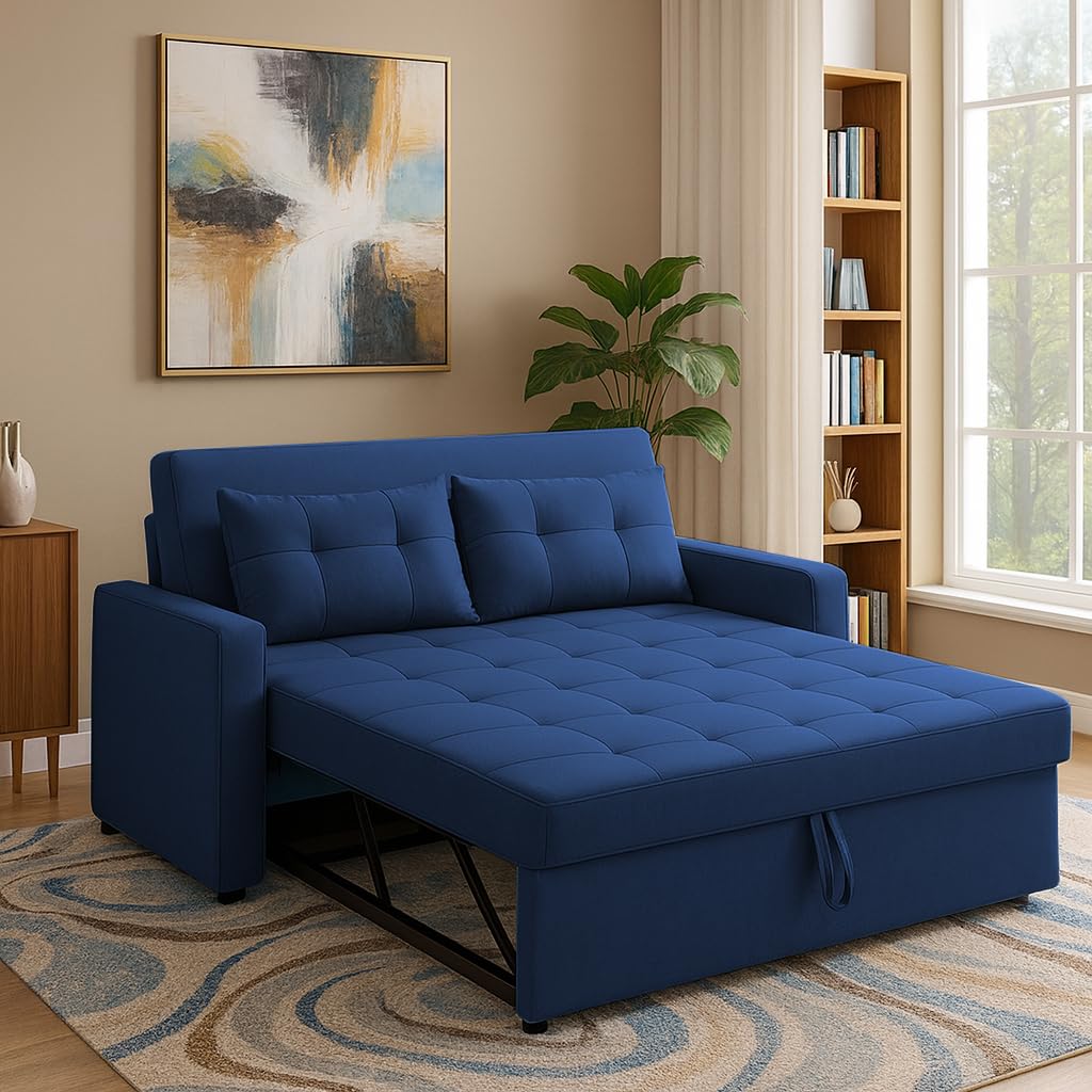 BRAXTON Elliot 2 Seater Pull-Out Premium Fabric Sof a Cum Bed Sofa Set for Living Room (Blue Fabric -Color) Premium Fabric Sofa Cum Bed for Living Room - Image 4