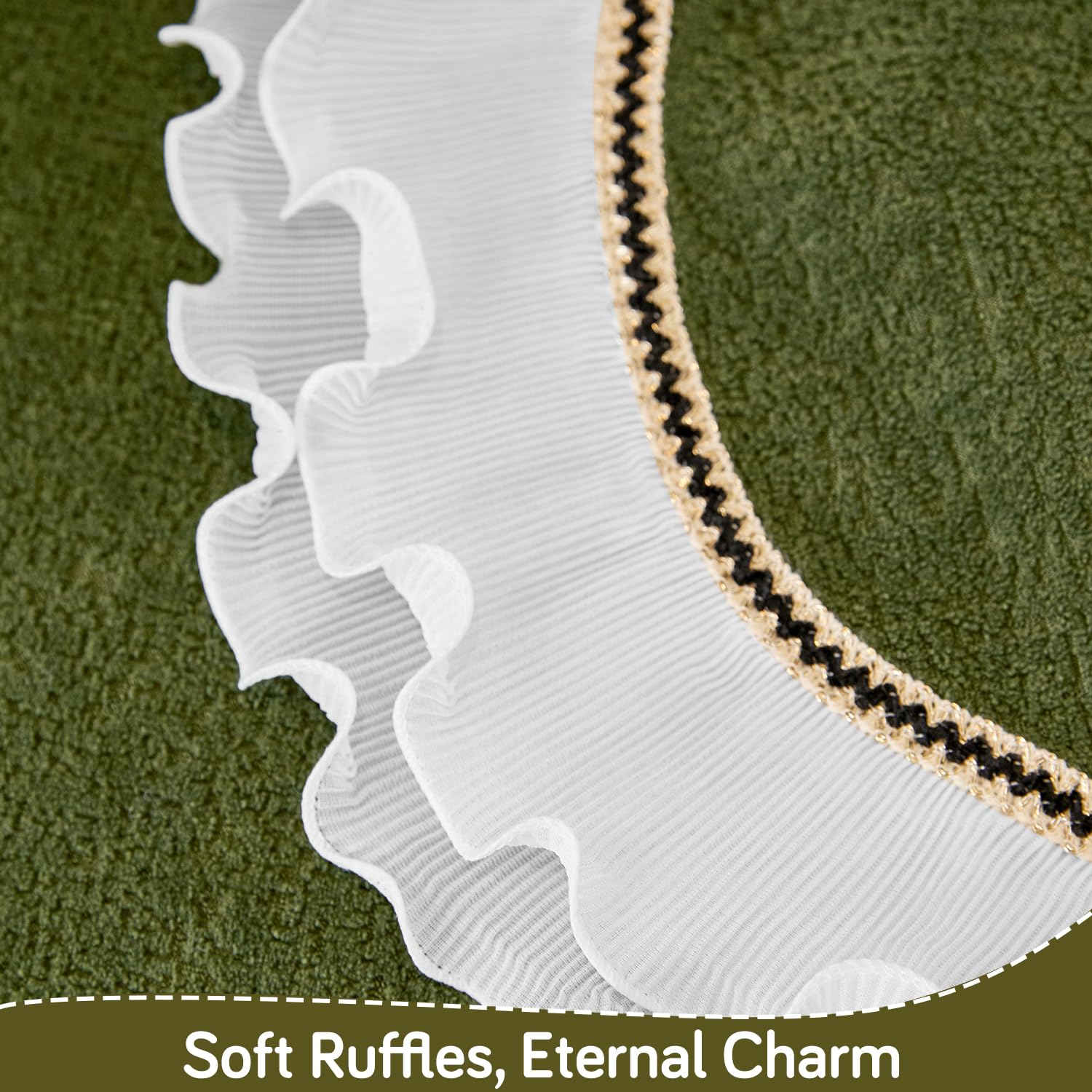 HOKIPO 'French Classic Frill' Wavy Sofa Cover Mat with Curve & Lace | Anti-Slip Sofa Cover Mat for 2 Seater Sofa | Elegant Slipcover, Dark Olive Green (AR-6140-GRN*1) - Image 5