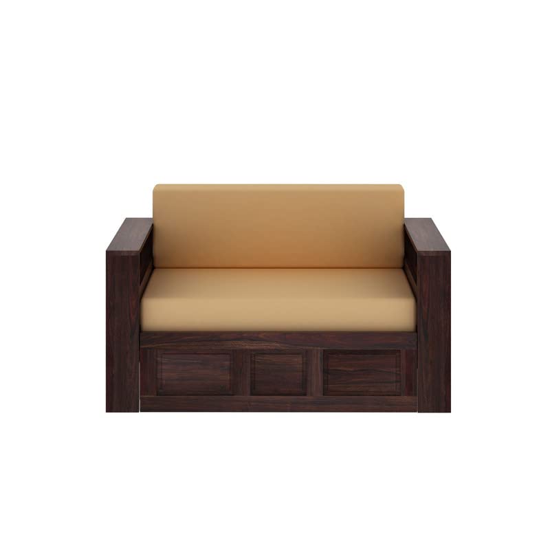 Solid Sheesham Wood 2 Seater Sofa Cum Bed with Side Pockets Multipurpose Decorative Furniture for Living Room Bedroom Home Office - Walnut Finish - Image 5