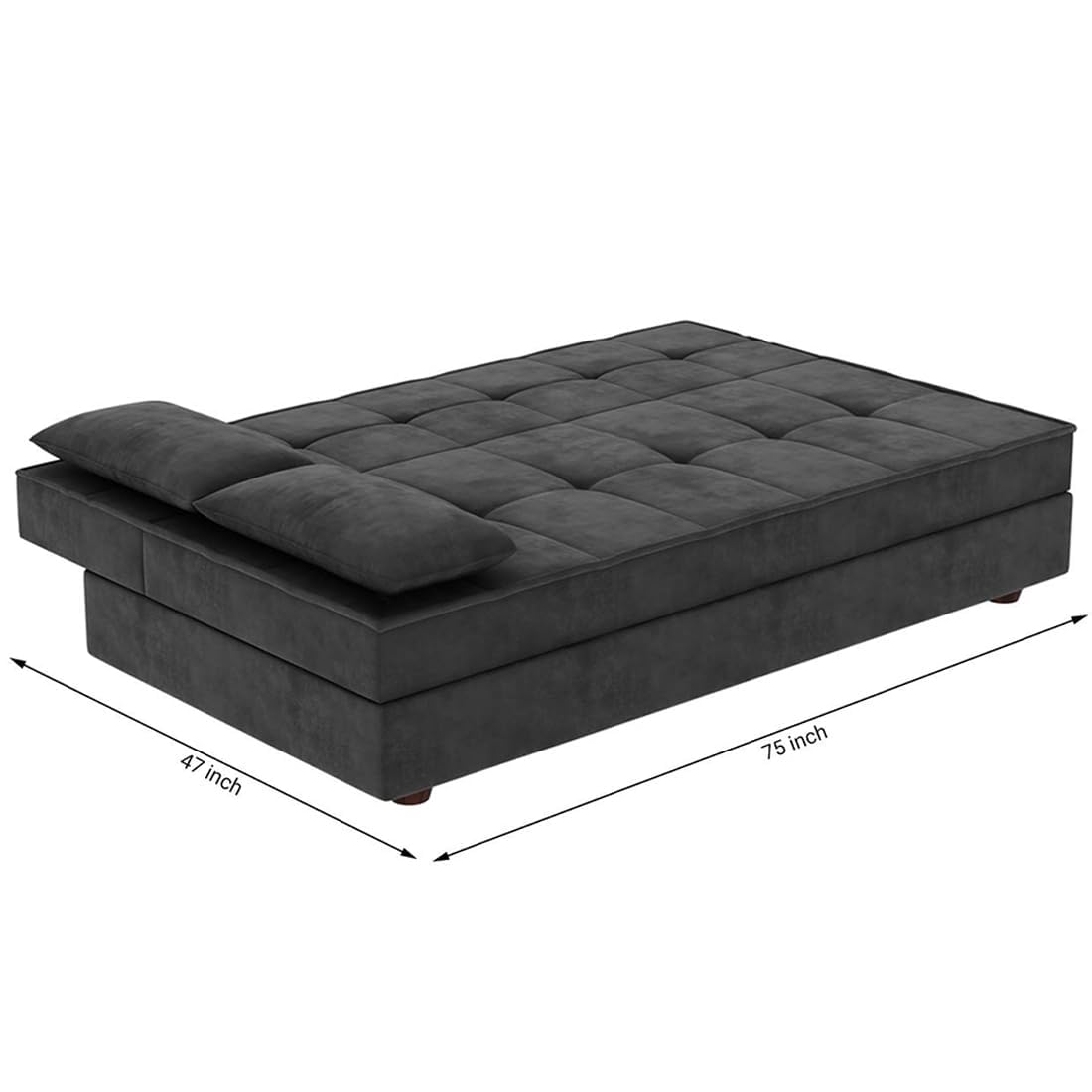 FURNY Korviaa 3 Seater Fabric Sofa Cum Bed Set (Grey Color) - Image 7