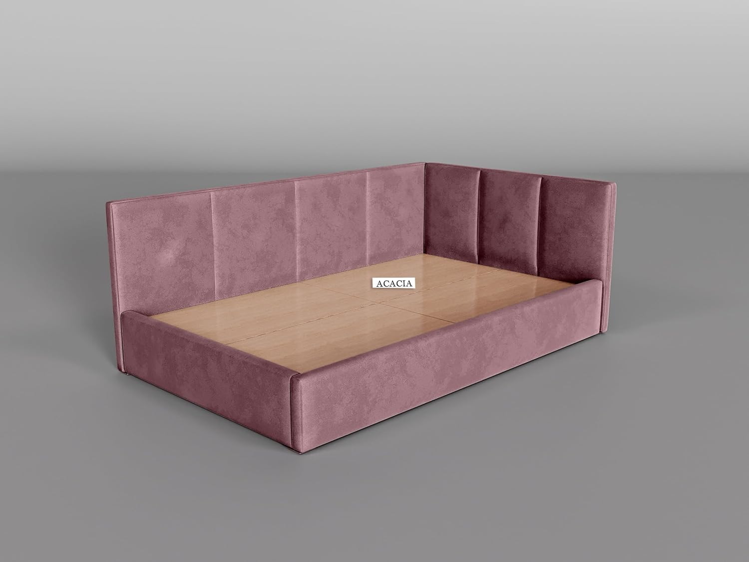 Acacia Modern Upholstered Single Size Bed for Bedroom | Wooden Sofa Cum Bed | Platform Cot Corner Bed with Upholstery Premium Fabric | Sheesham Solid Wood (Rosewood, Mauve Pink) - Image 5