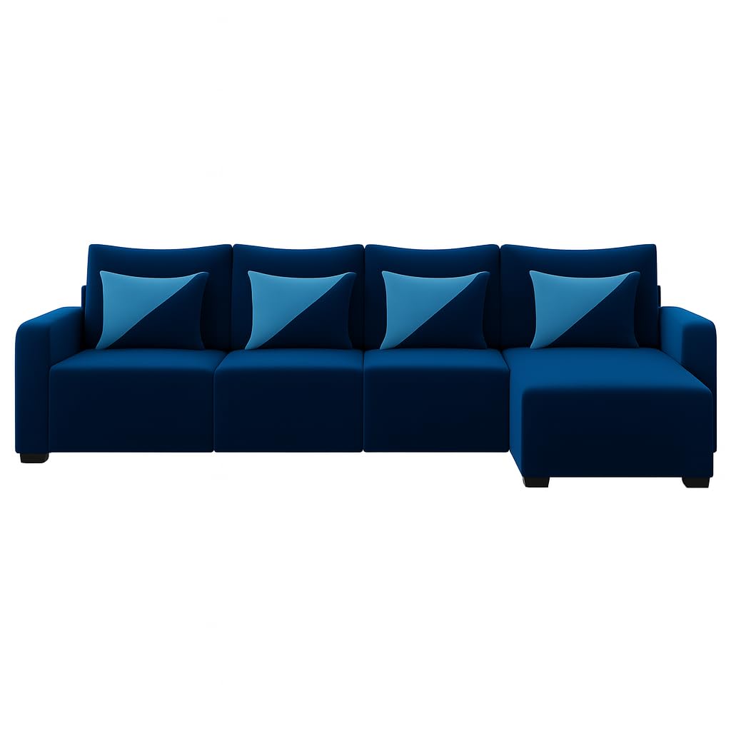 Siberian 6 Seater RHS L Shape Sofa Set | Soft Velvet Suede Fabric | Modern Design | Plush Comfort Cushions for Living Room (Dark Blue) - Image 5