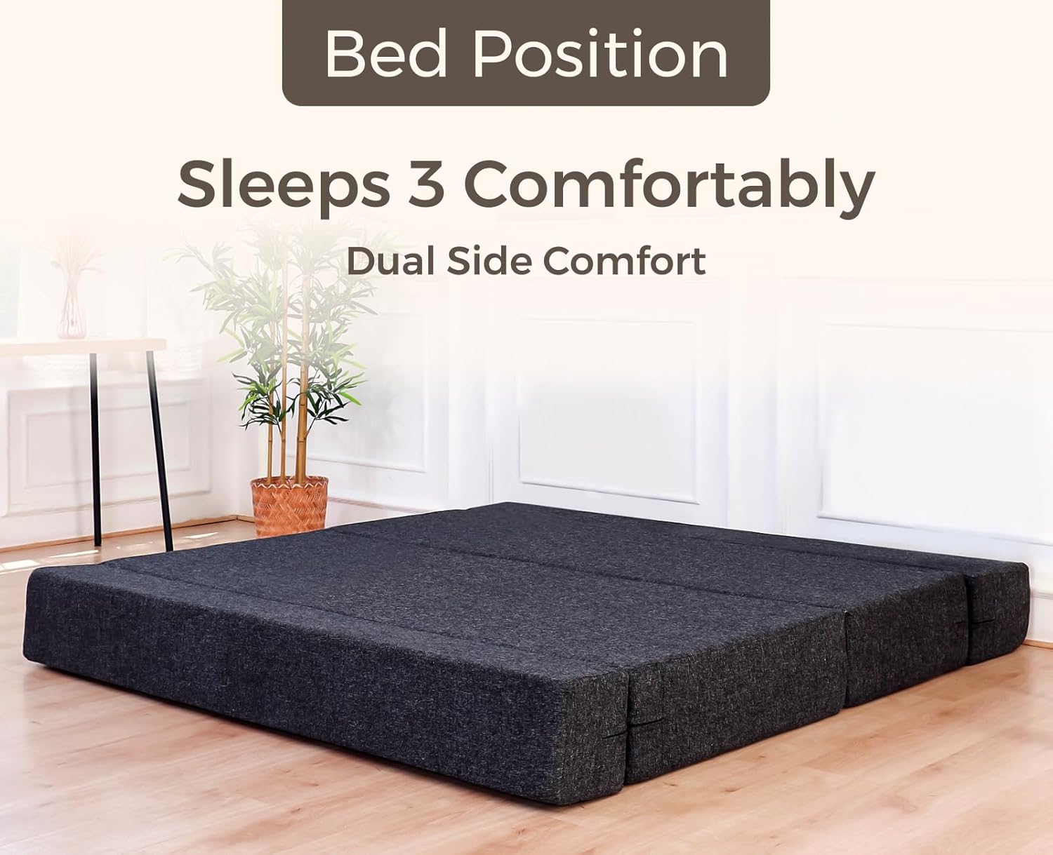 uberlyfe Xtra Long 4-Seater Sofa Cum Bed | 1-Year Warranty | King Mattress, Sofacum Bed for Tall People | 15" Sofa Height |2 Zigzag Pattern Cushions | Jute Finish Fabric, Dark Grey | 6' X 6.5' Feet - Image 8