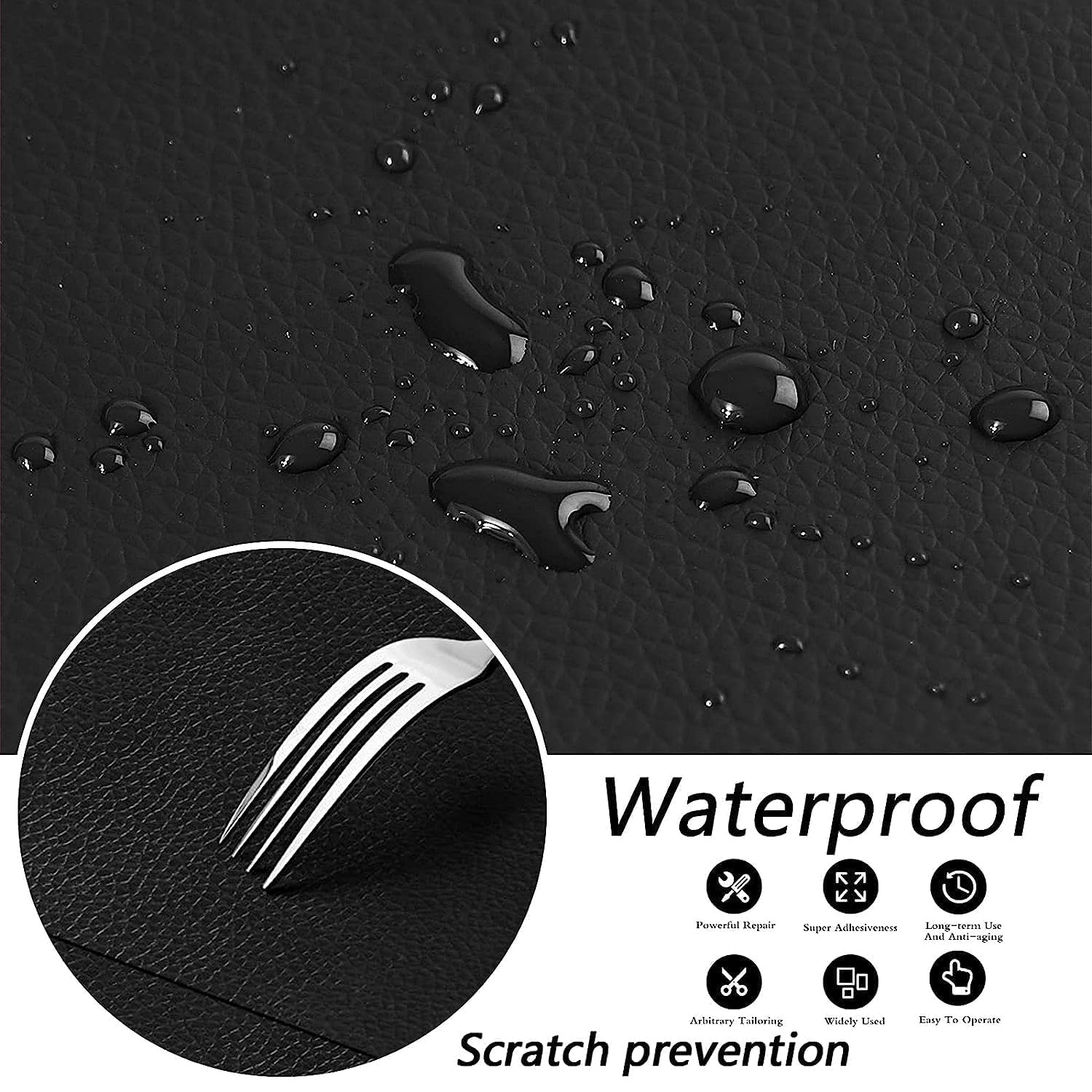 Self-Adhesive Black Leather Repair Patch (30x60cm) Waterproof & Anti-Scratch Genuine Leather Patch for Sofas, Couches, Car Seats, Furniture, Handbags & Jackets Durable Upholstery Repair Tape - Image 4