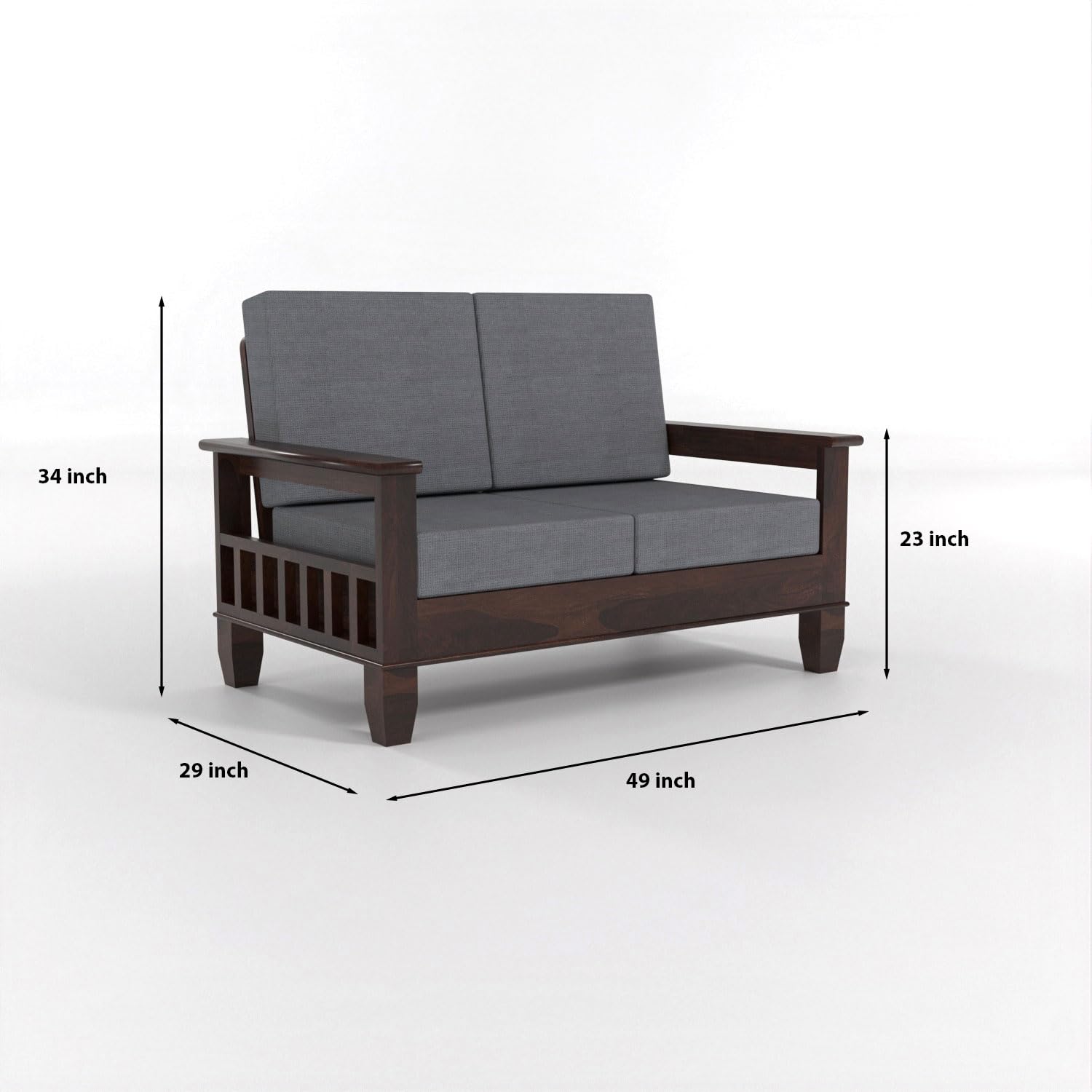 Sheesham Wooden 5 Seater Sofa Set for Living Room | Rosewood 5 Seater Cushion Sofa Set with Side Newspaper Holder for Home & Office | Solid Wood Sofa for Lounge (Walnut, 3+2 Seater) - Image 7