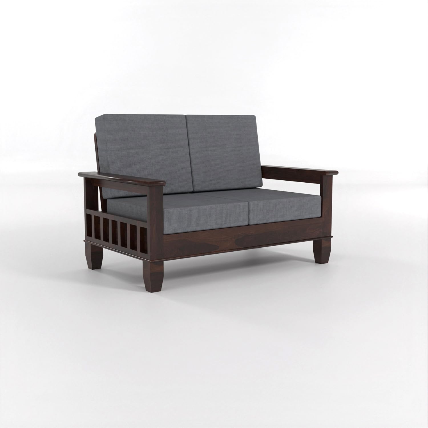 Sheesham Wooden 5 Seater Sofa Set for Living Room | Rosewood 5 Seater Cushion Sofa Set with Side Newspaper Holder for Home & Office | Solid Wood Sofa for Lounge (Walnut, 3+2 Seater) - Image 10